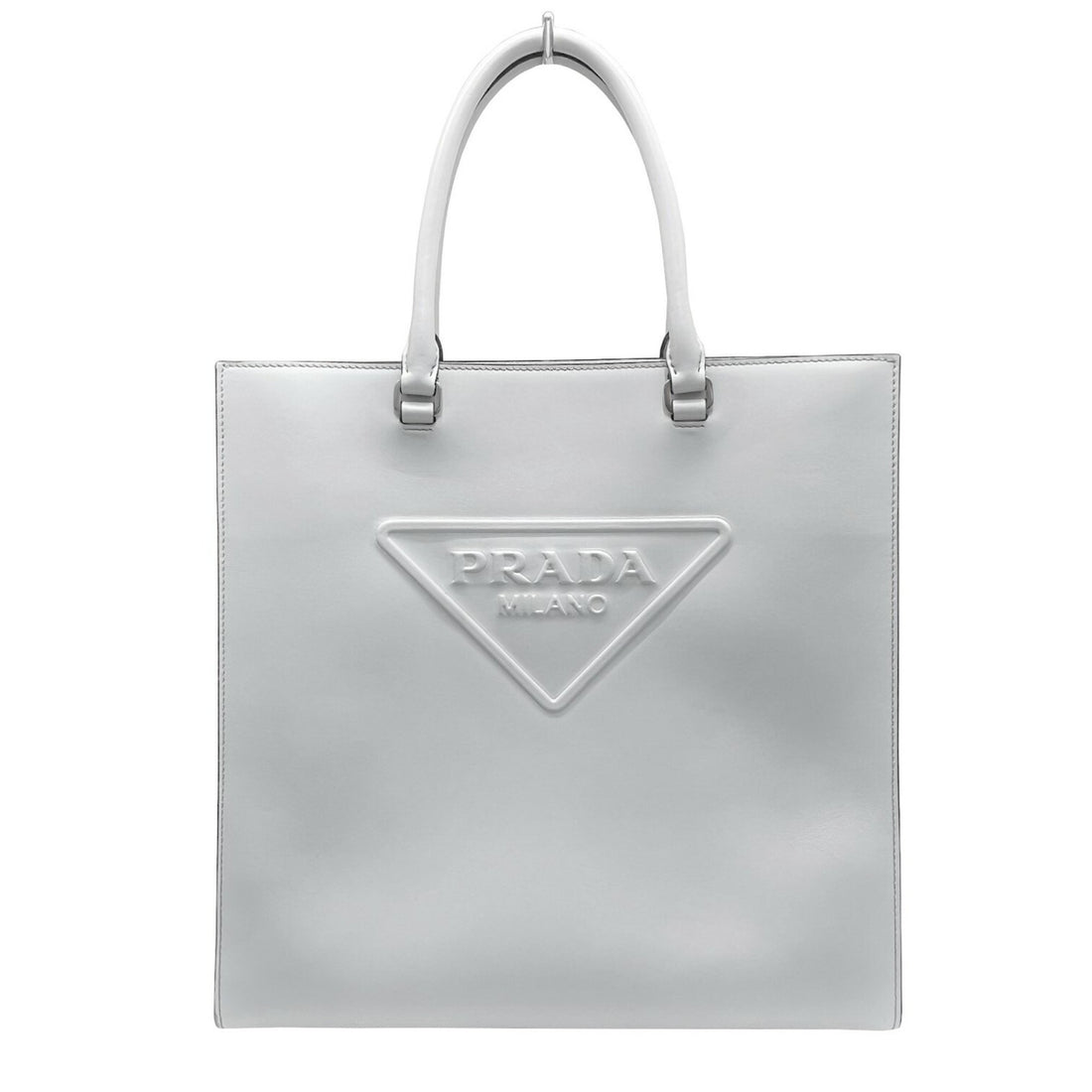 Prada Triangle Logo Grey Leather Handbag 