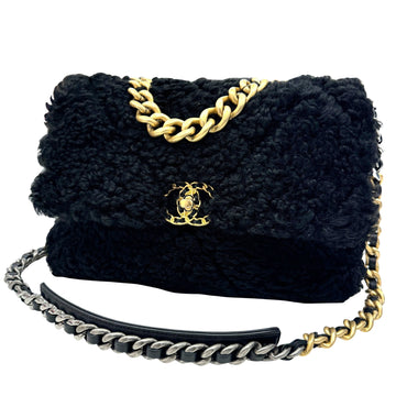 Chanel Chanel 19 Black Fur Shoulder Bag