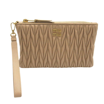 Miu Miu Matelassé Beige Leather Clutch Bag