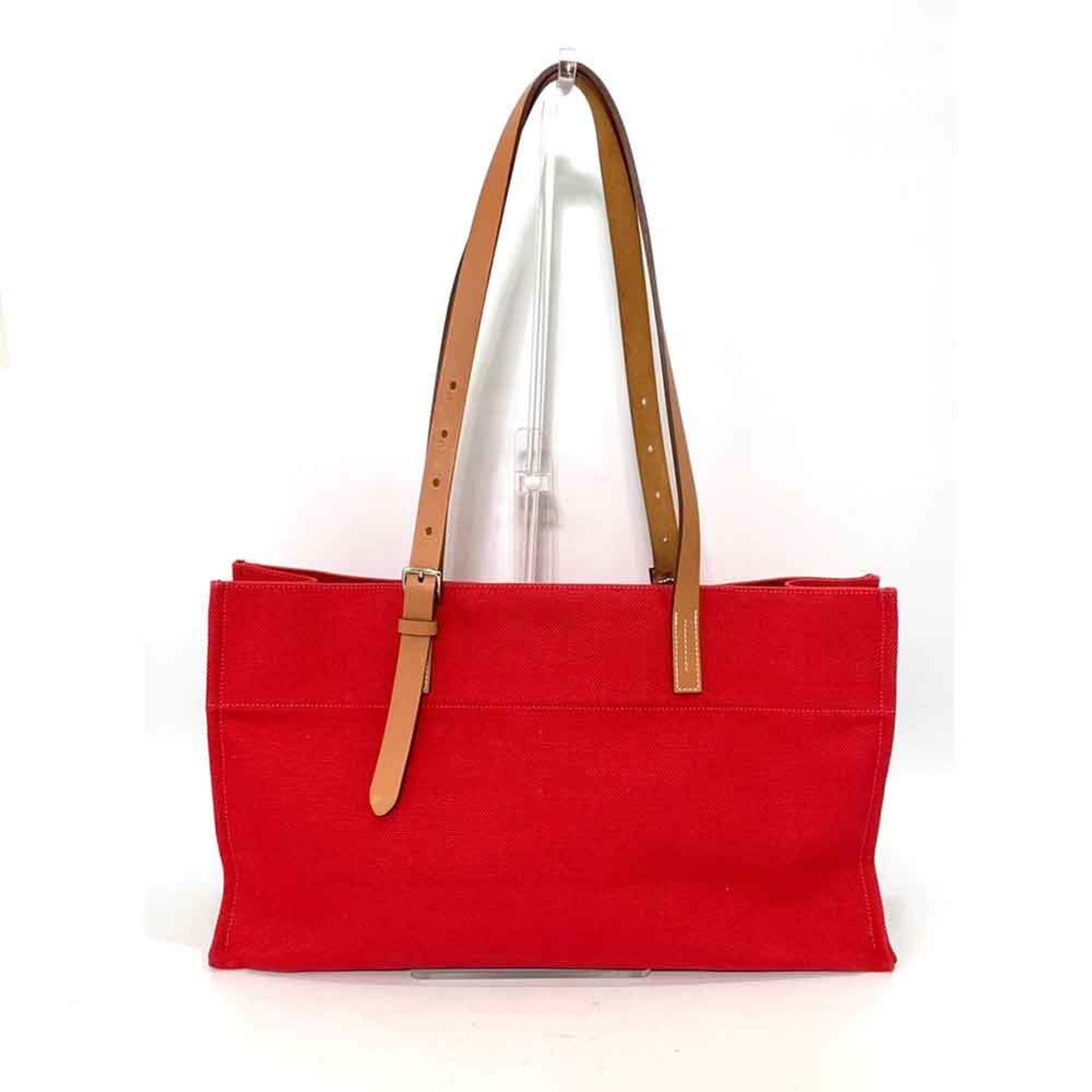 Hermès Etrivière Red Canvas Tote Bag