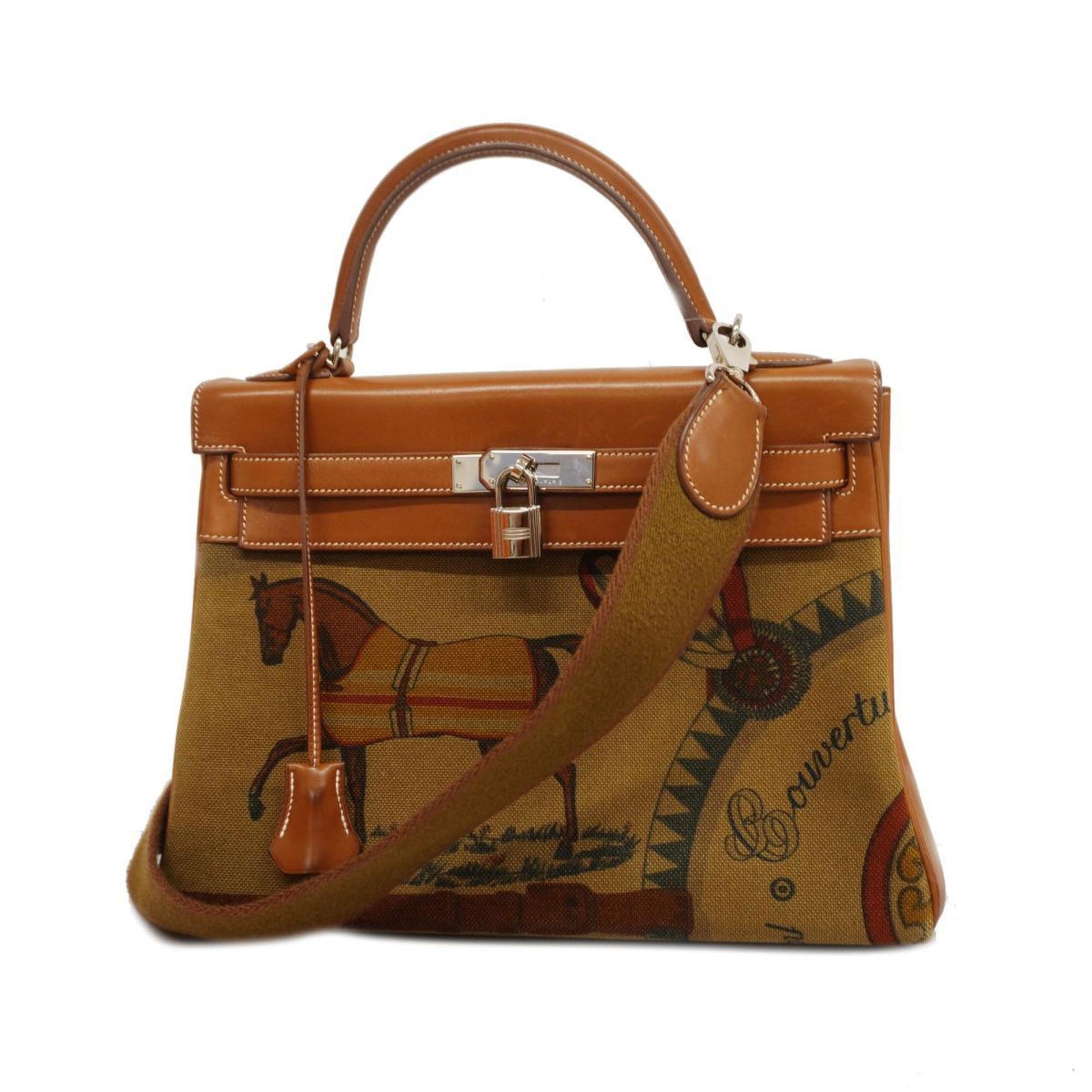 Hermès Kelly 32 Multicolour Canvas Handbag 