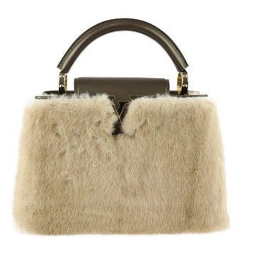 Louis Vuitton Capucines Beige Fur Handbag 