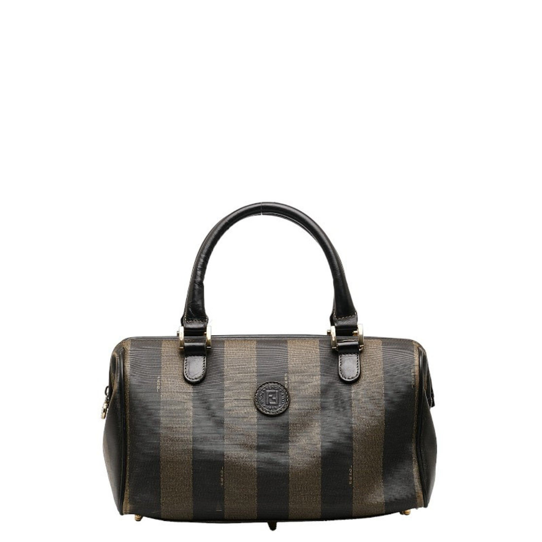 Fendi Pequin Black Canvas Handbag 