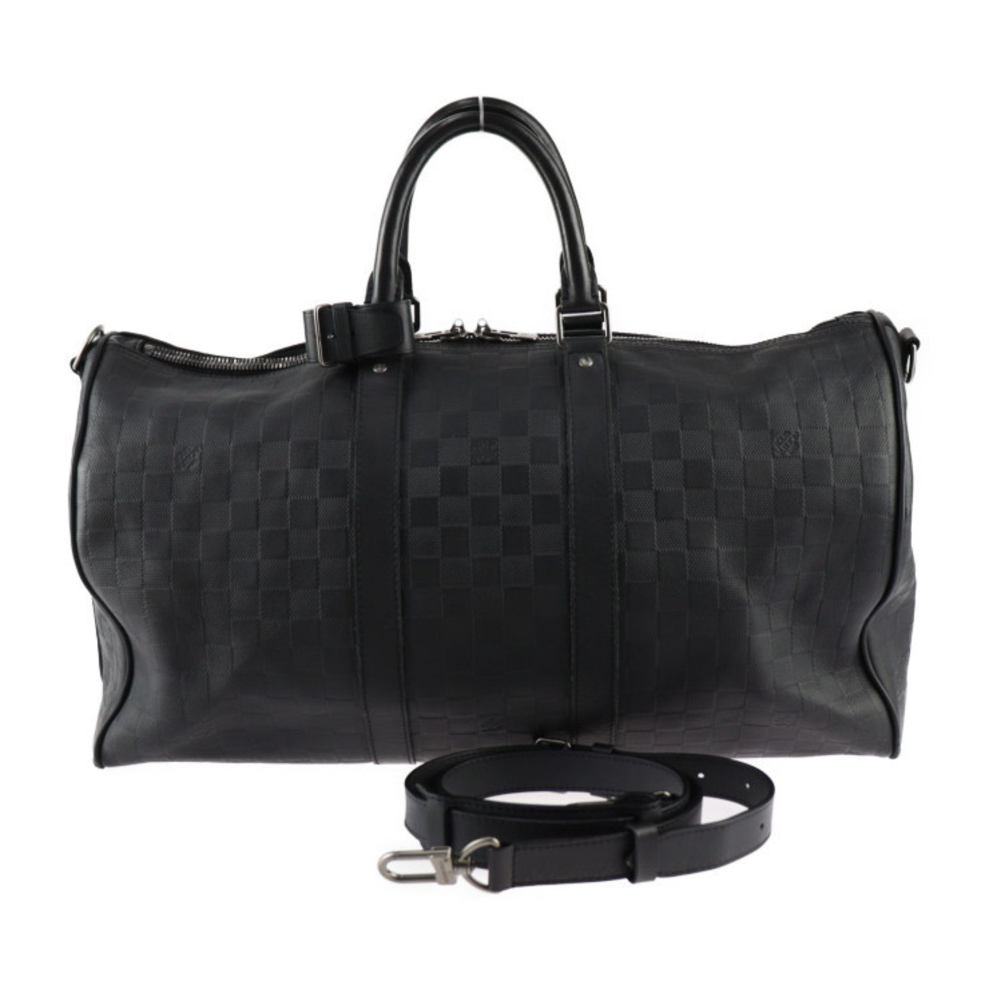 Louis Vuitton Keepall Bandouliere 45 Black Leather Travel Bag