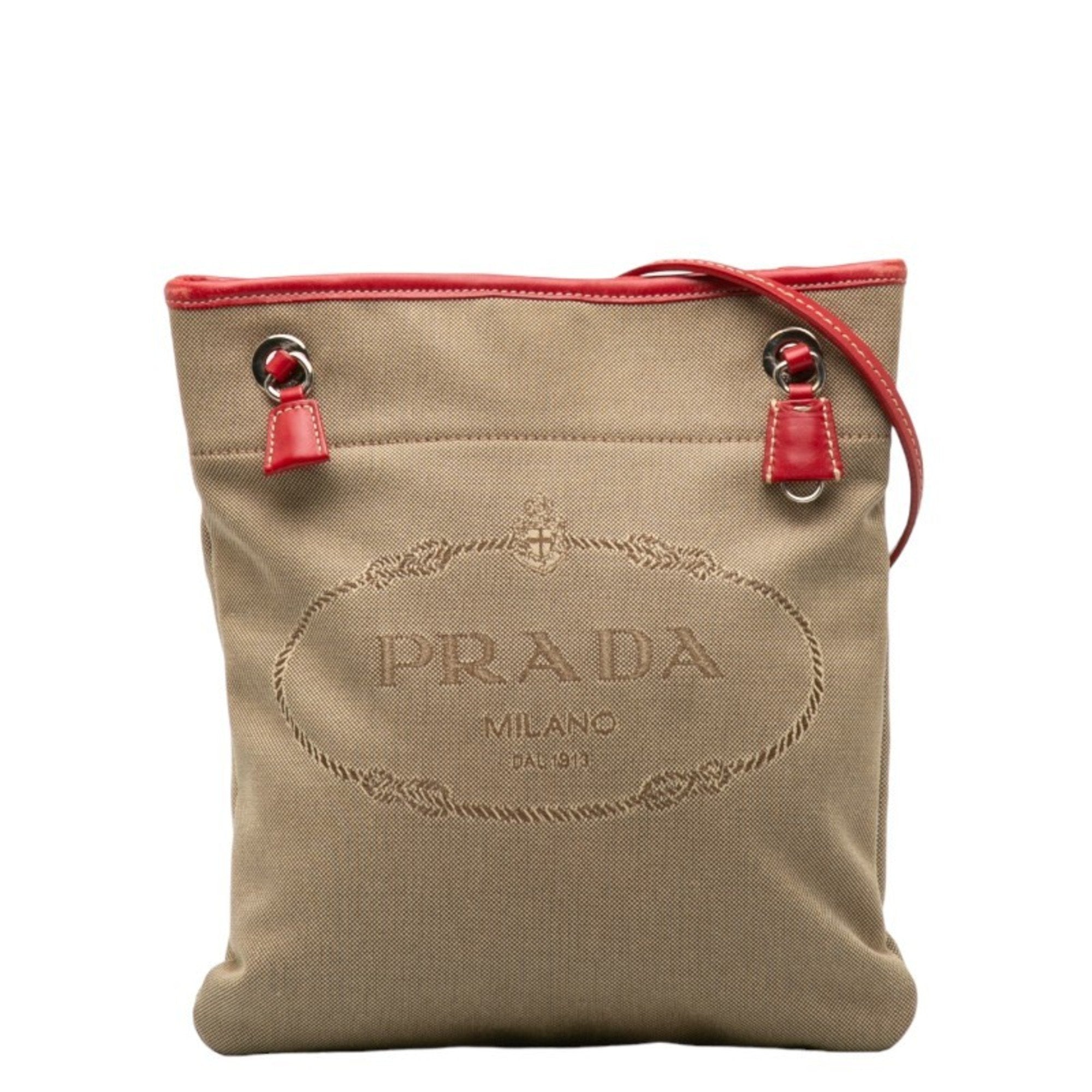 Prada Canapa Beige Canvas Shoulder Bag