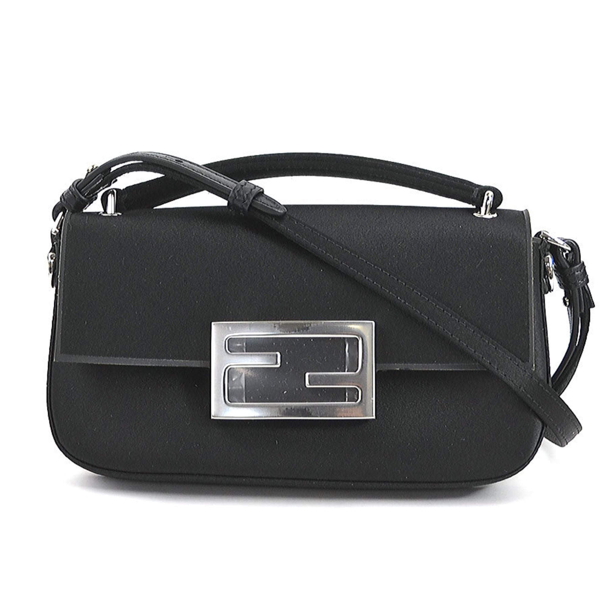 Fendi Baguette Black Silk Shoulder Bag