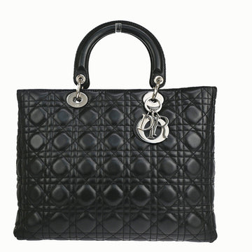 Dior Lady Dior Black Leather Handbag 