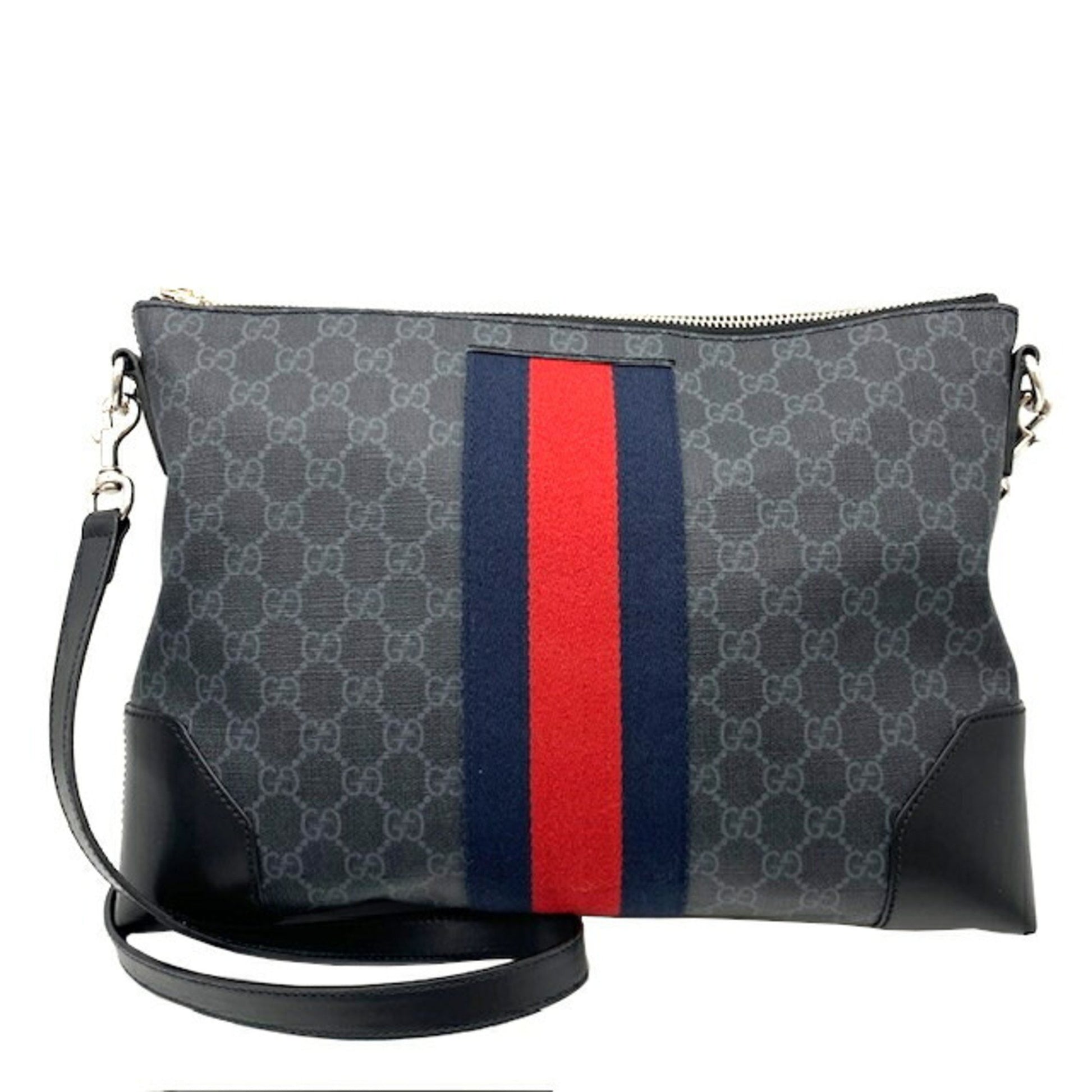 Gucci GG Supreme Grey Canvas Shoulder Bag