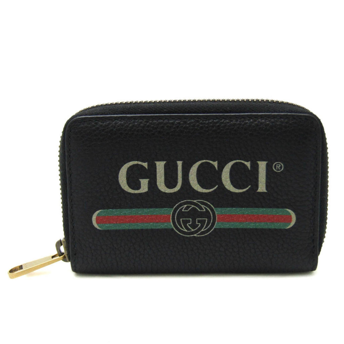 Gucci Logo Print Black Leather Wallet 