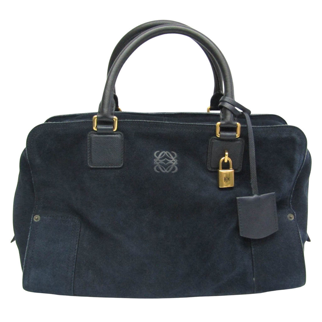 Loewe Amazona Navy Suede Handbag 