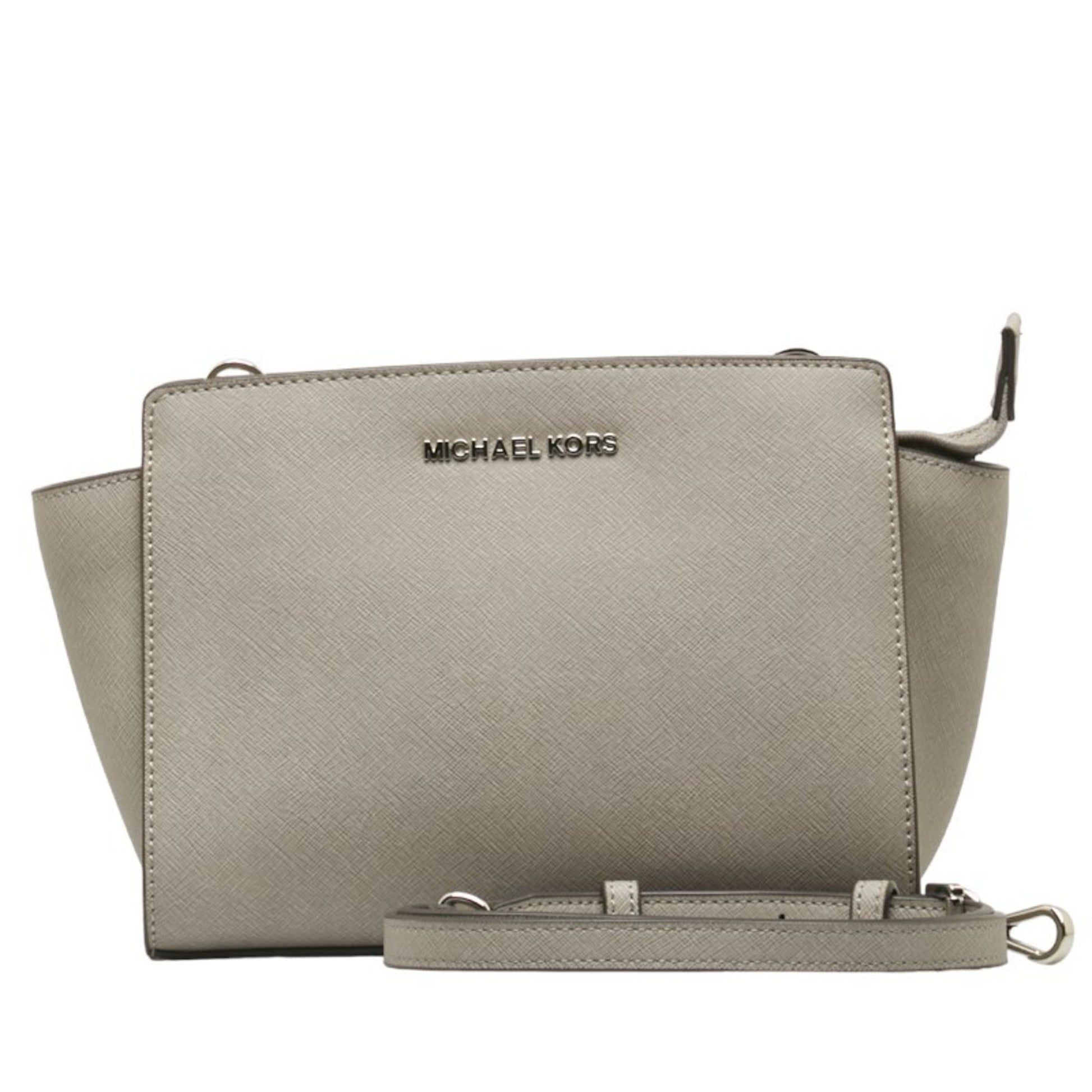 Michael Kors Selma Grey Leather Shoulder Bag