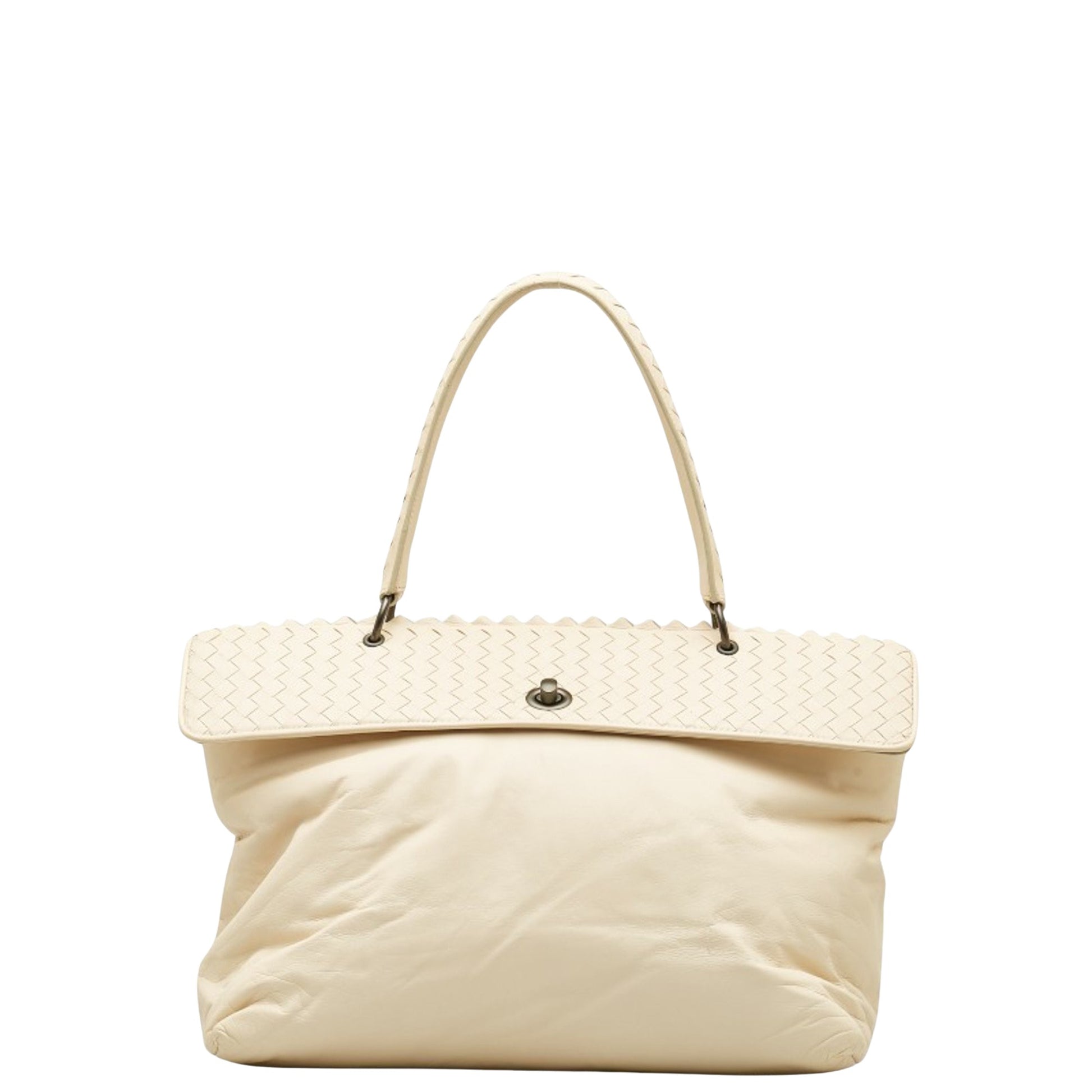 Bottega Veneta Intrecciato Beige Leather Handbag 