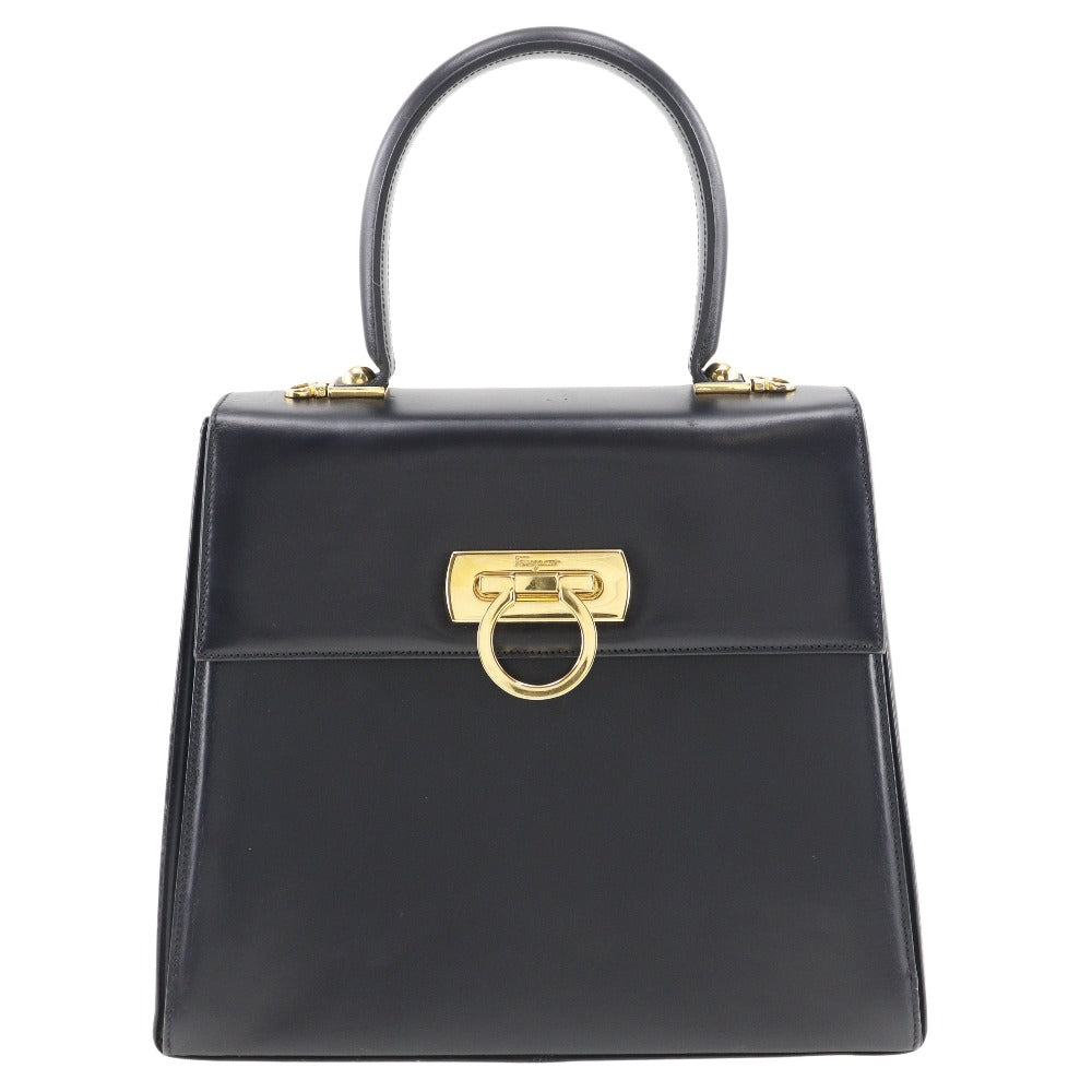 Salvatore Ferragamo Iconic Top Handle Black Leather Handbag 