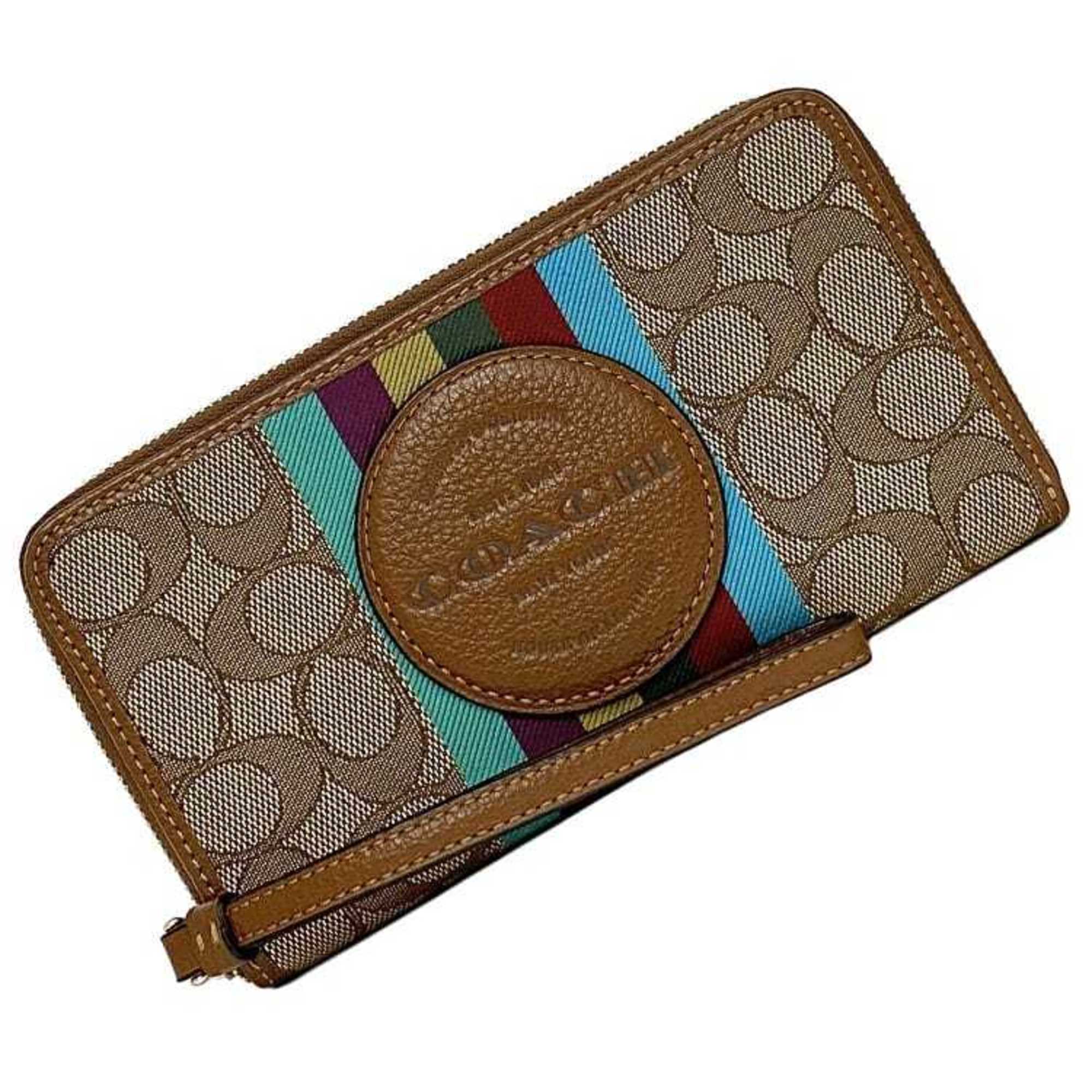 Coach Signature Brown Canvas Wallet 