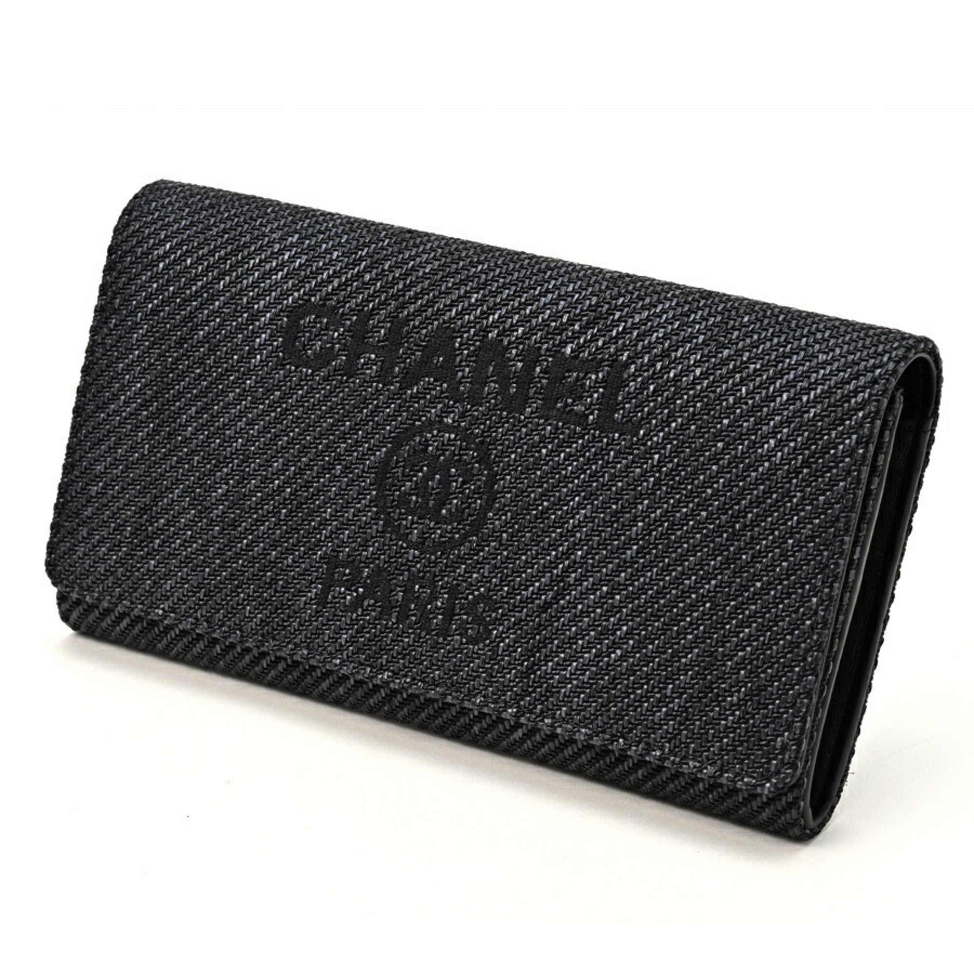 Chanel Deauville Black Tweed Wallet 