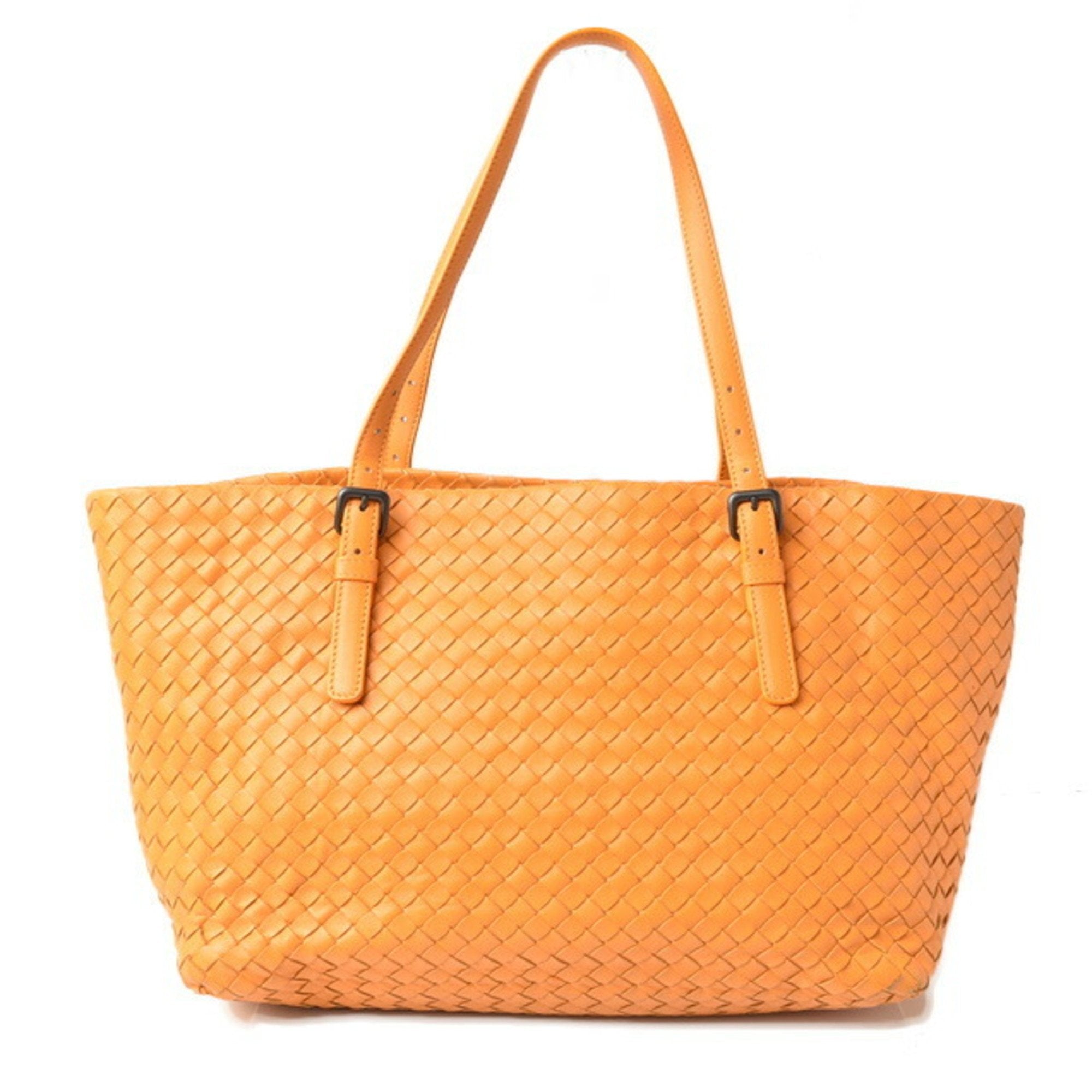 Bottega Veneta Intrecciato Orange Leather Tote Bag