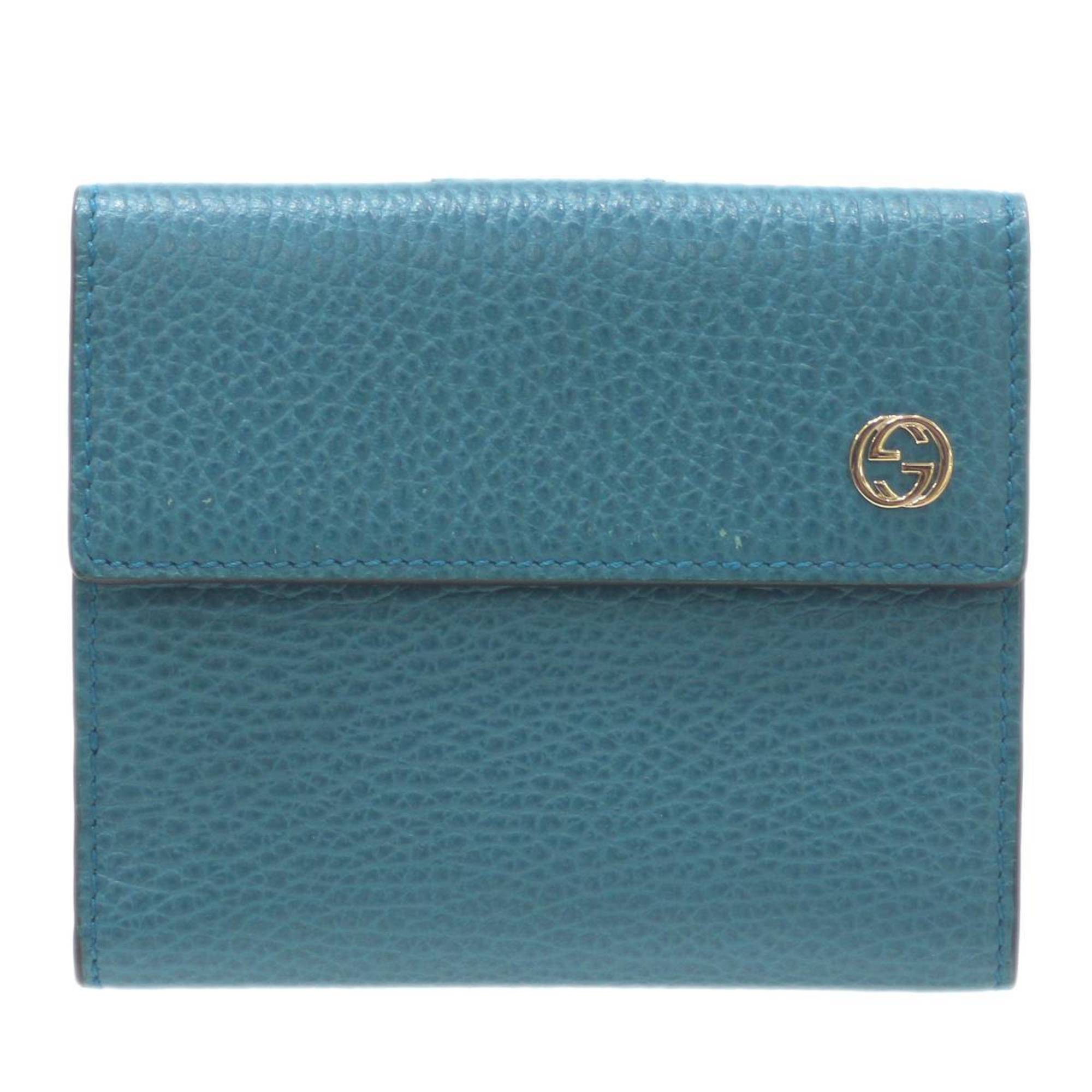 Gucci Interlocking G Turquoise Leather Wallet 