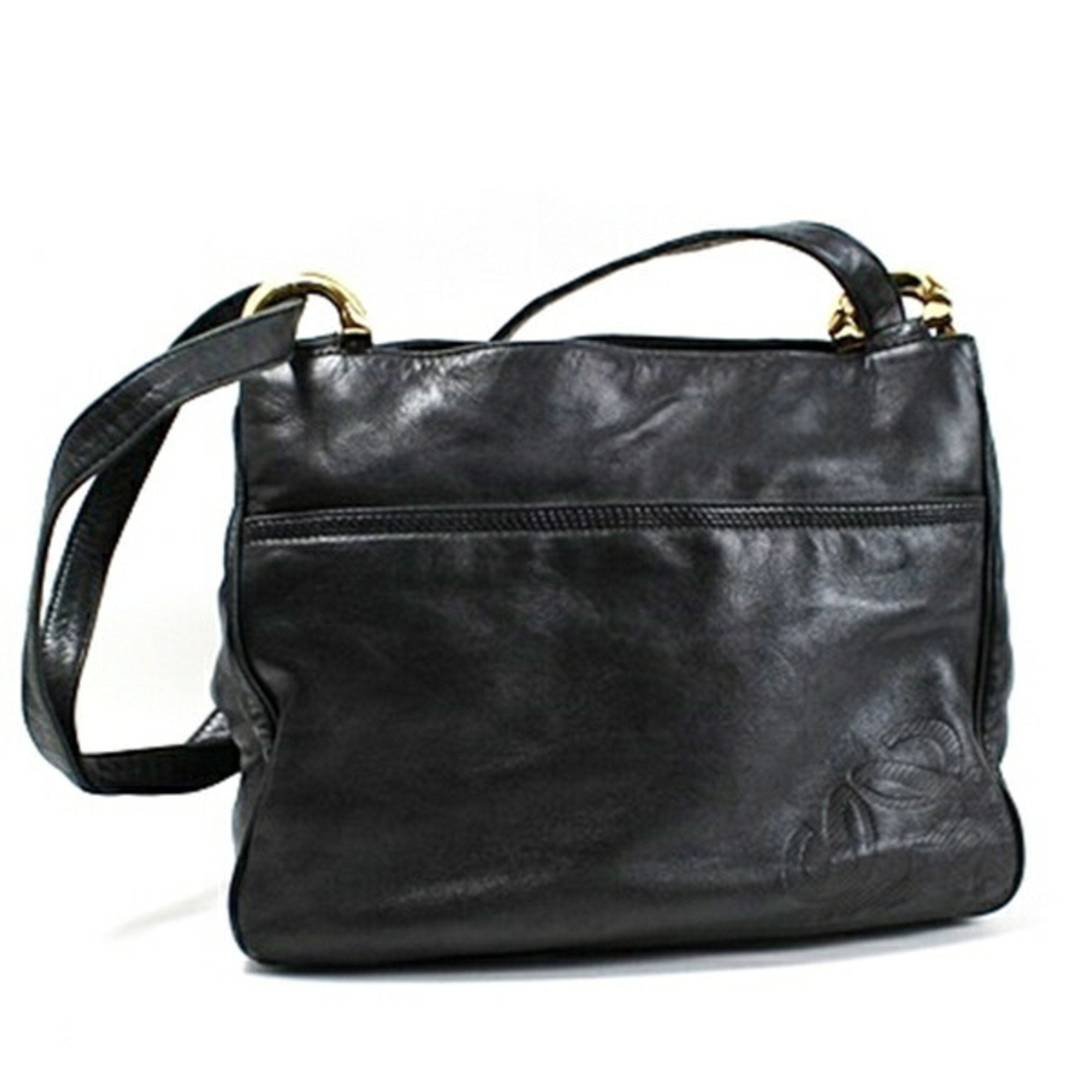 Loewe Anagram Black Leather Shoulder Bag