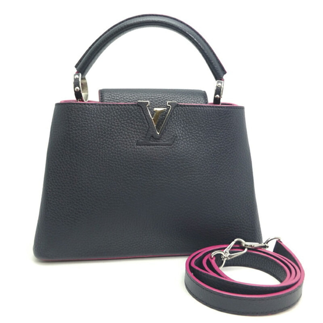 Louis Vuitton Capucines Navy Leather Handbag 