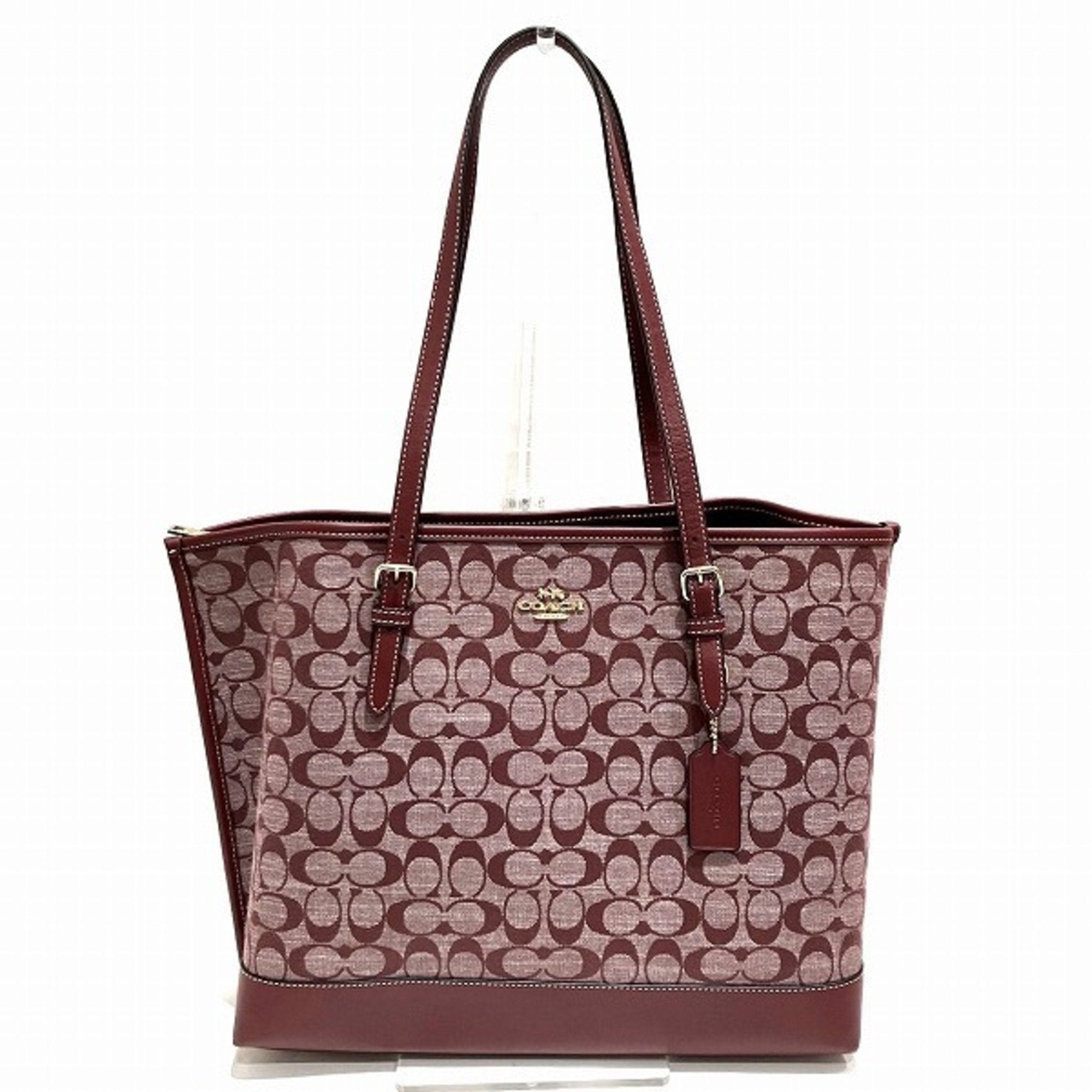 Coach Signature Burgundy Canvas Tote Bag