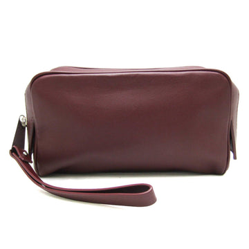 Bottega Veneta Burgundy Leather Clutch Bag