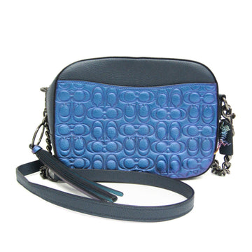 Coach Camera Blue Leather Shoulder Bag