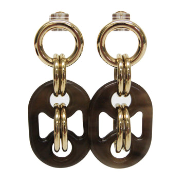 Hermès Eurydice Brown Horn Earring 