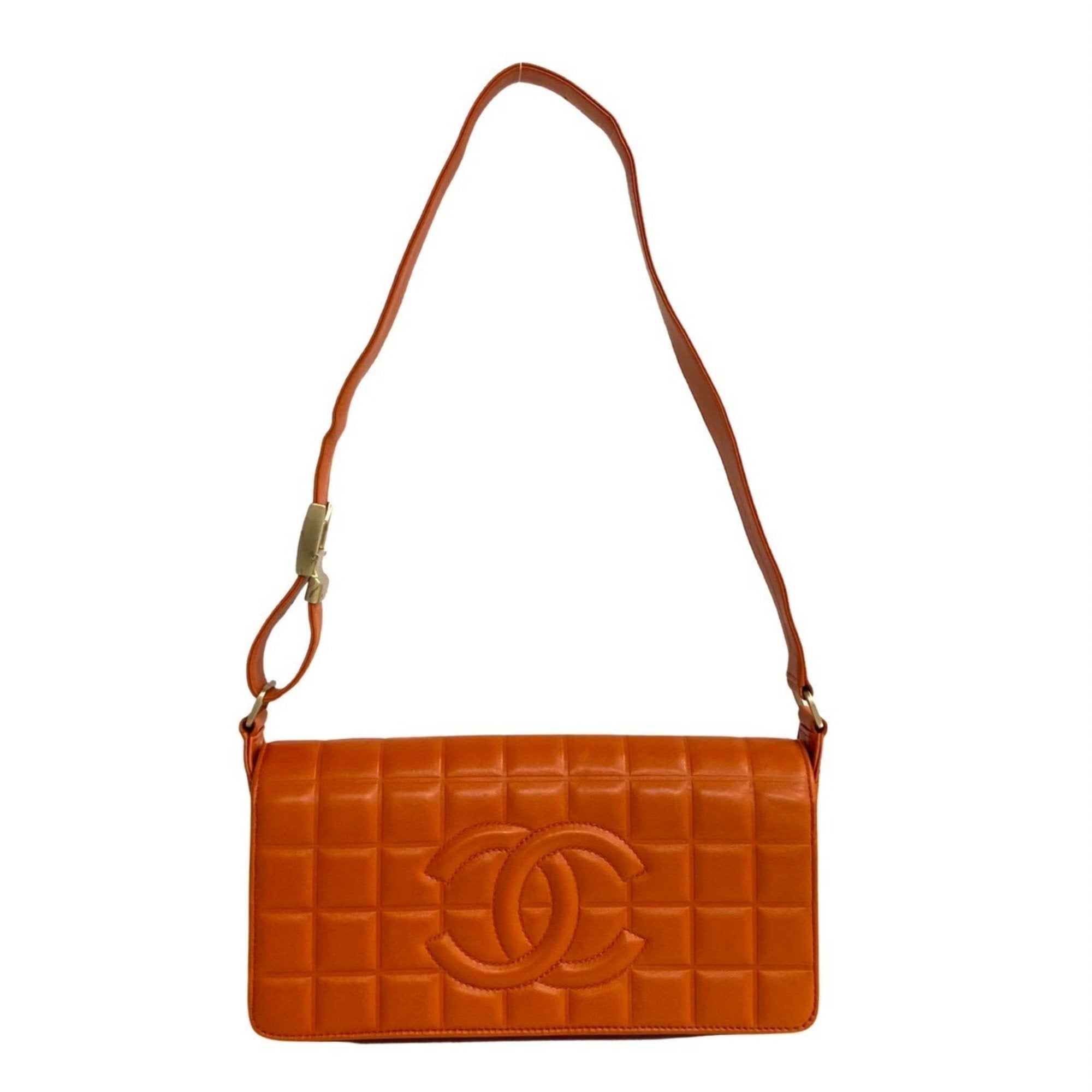 Chanel Chocolate bar Orange Leather Shoulder Bag