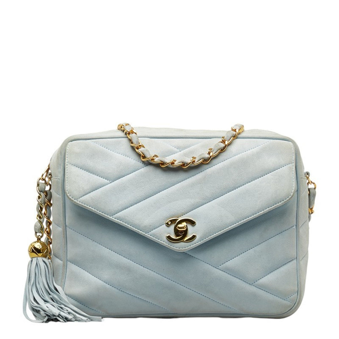 Chanel Camera Blue Suede Shoulder Bag