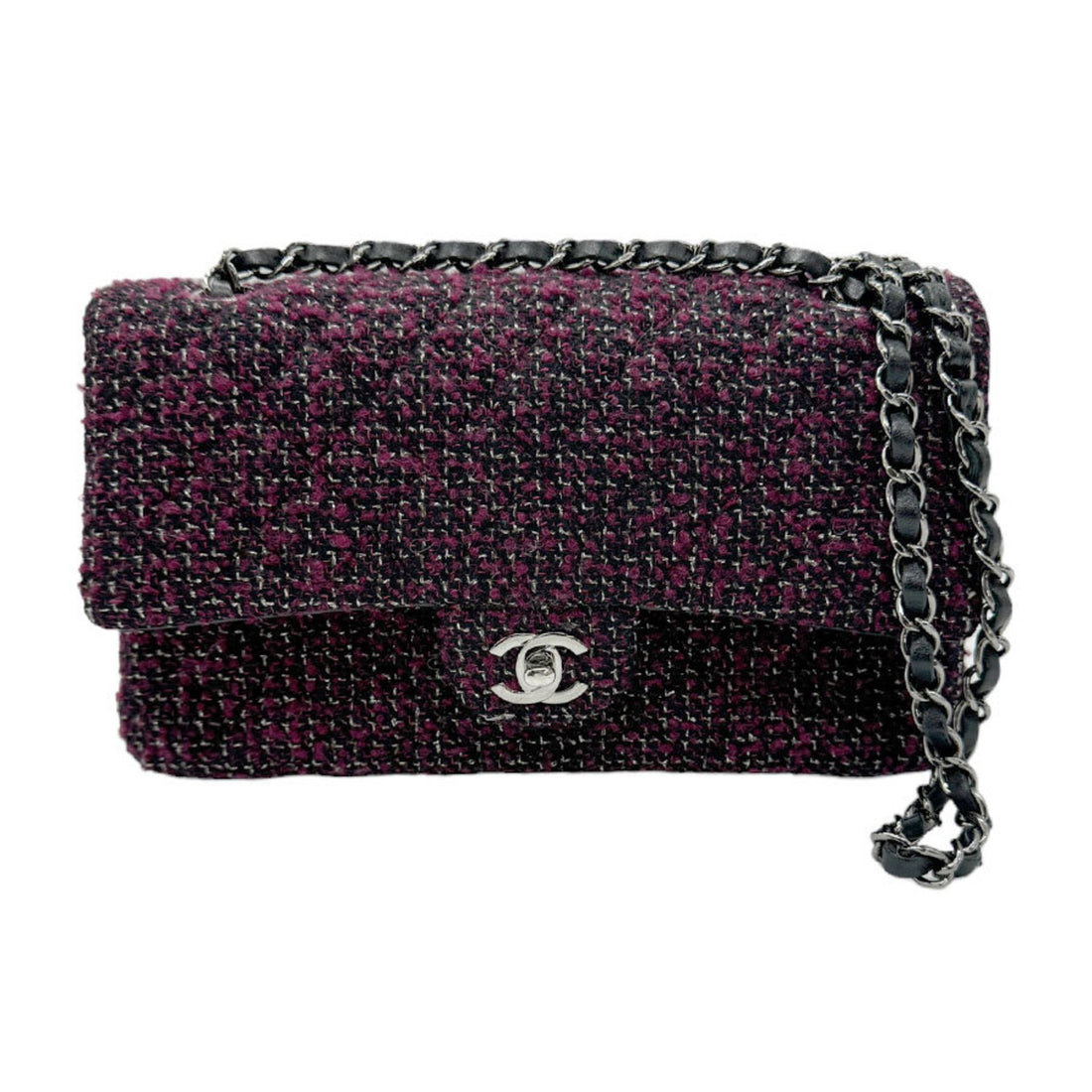 Chanel Timeless Burgundy Tweed Shoulder Bag