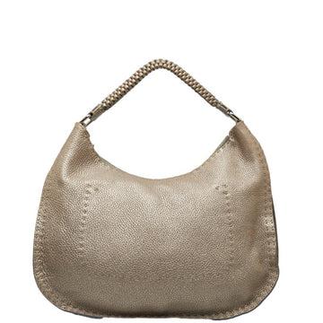 Fendi Selleria Grey Leather Shoulder Bag