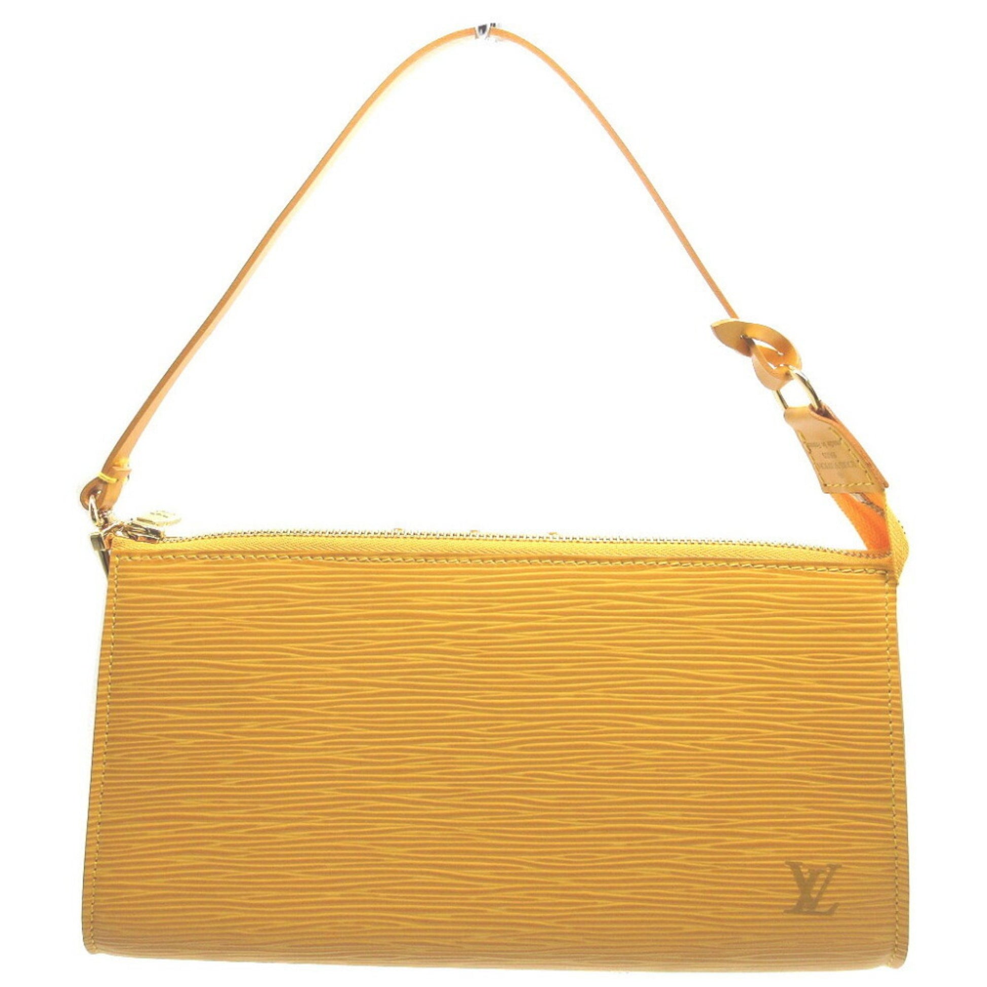 Louis Vuitton Pochette accessoires Yellow Leather Clutch Bag