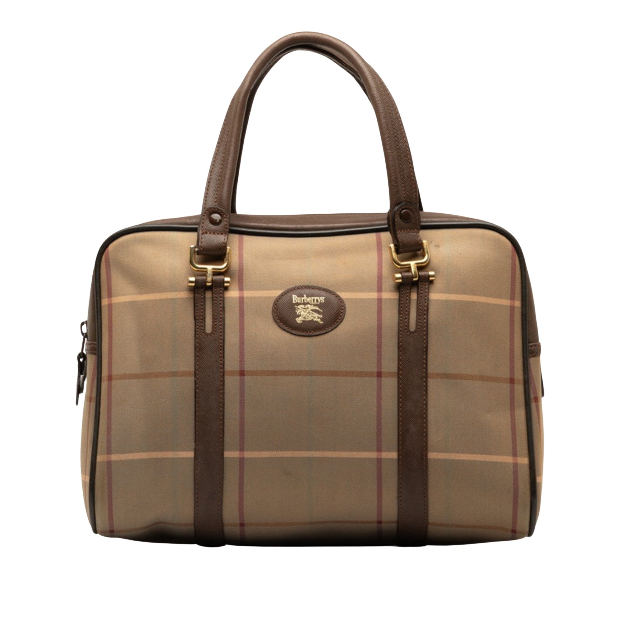 Burberry Nova Check Khaki Synthetic Handbag 