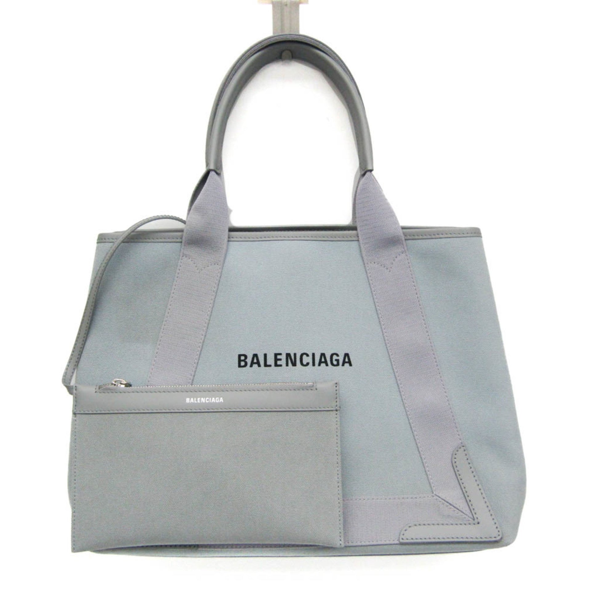 Balenciaga Navy Cabas Grey Leather Tote Bag