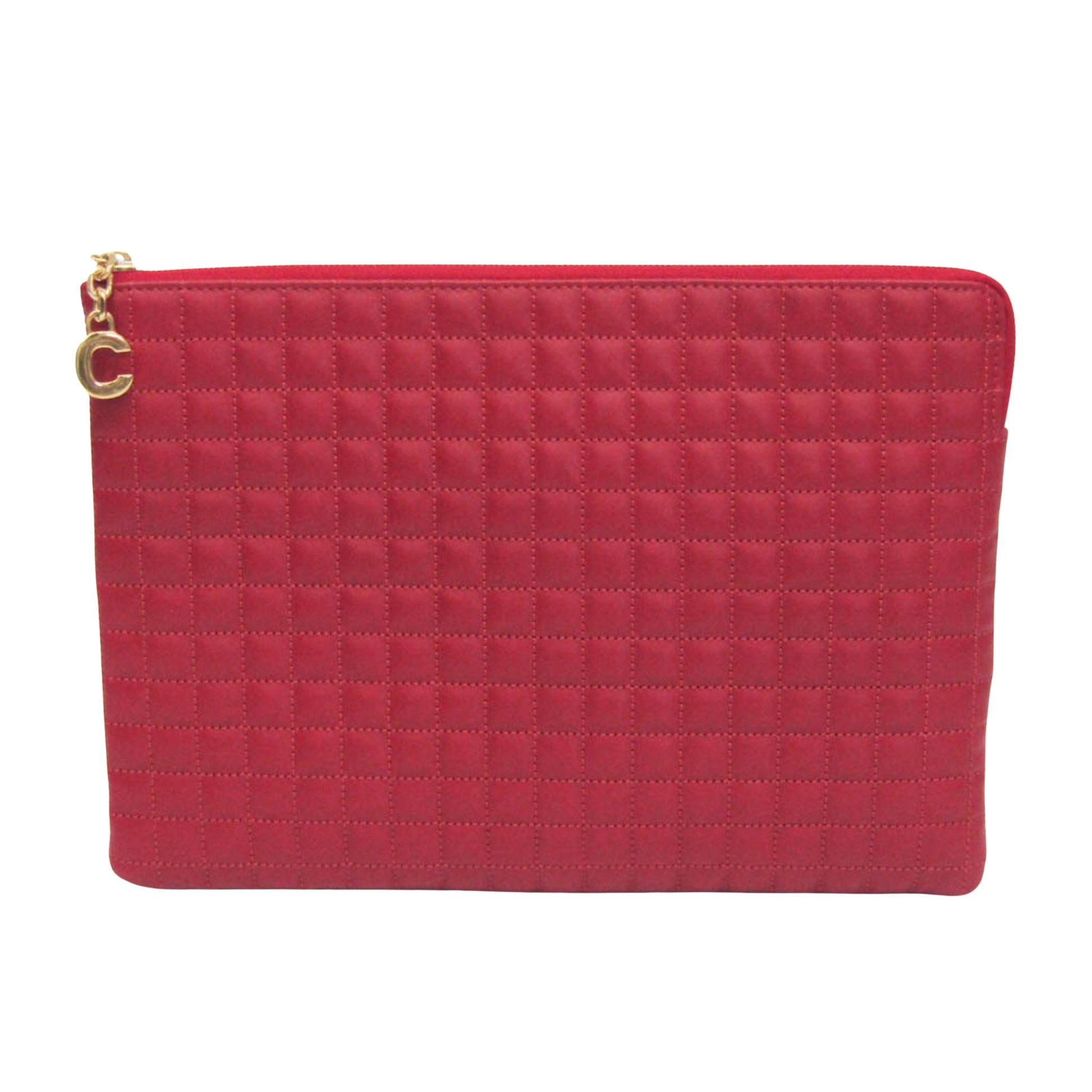 Céline C charm Red Leather Clutch Bag