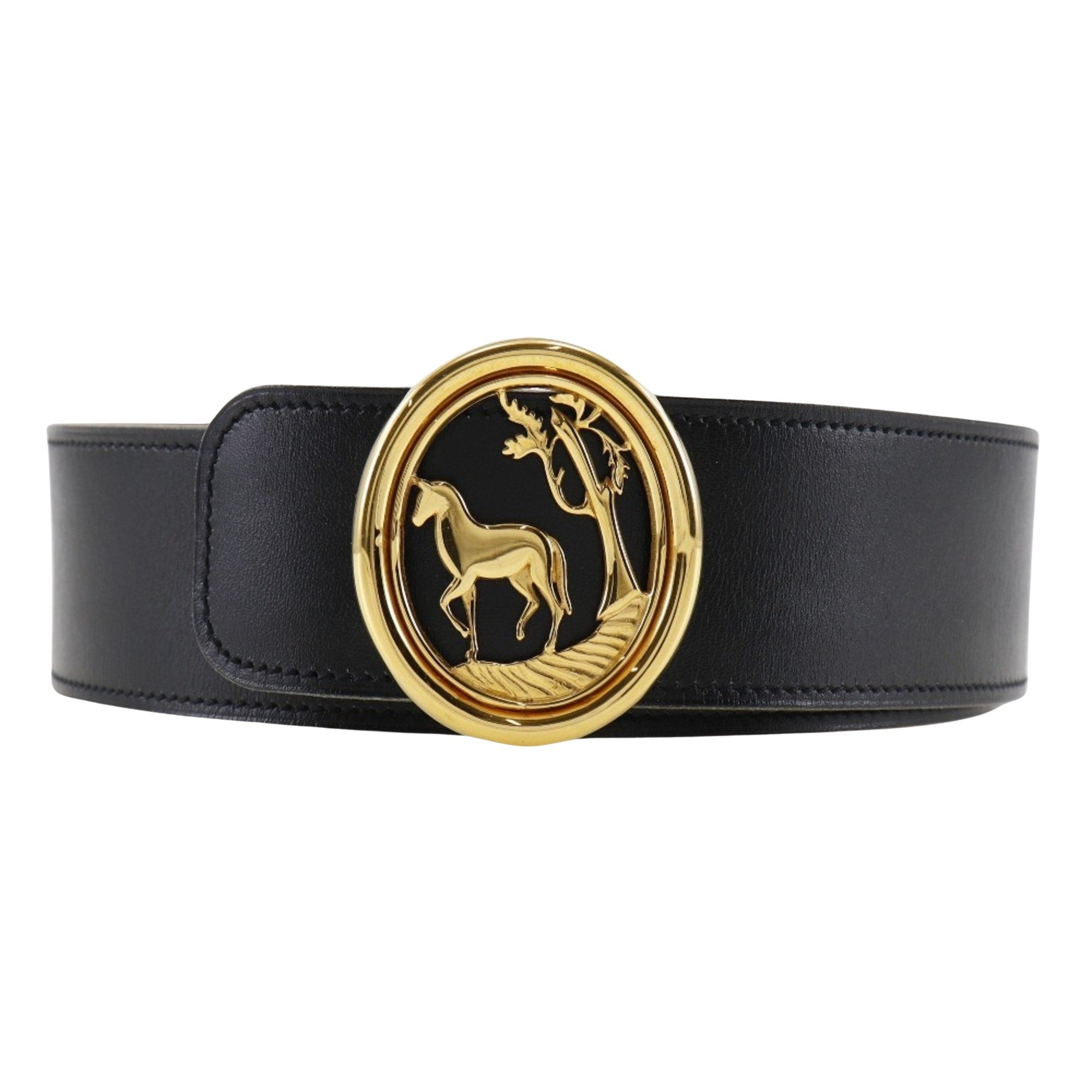 Hermès Black Leather Belt 