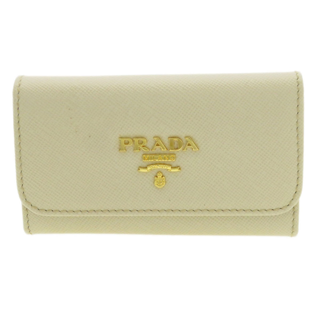 Prada 6 keys Ecru Leather Wallet 