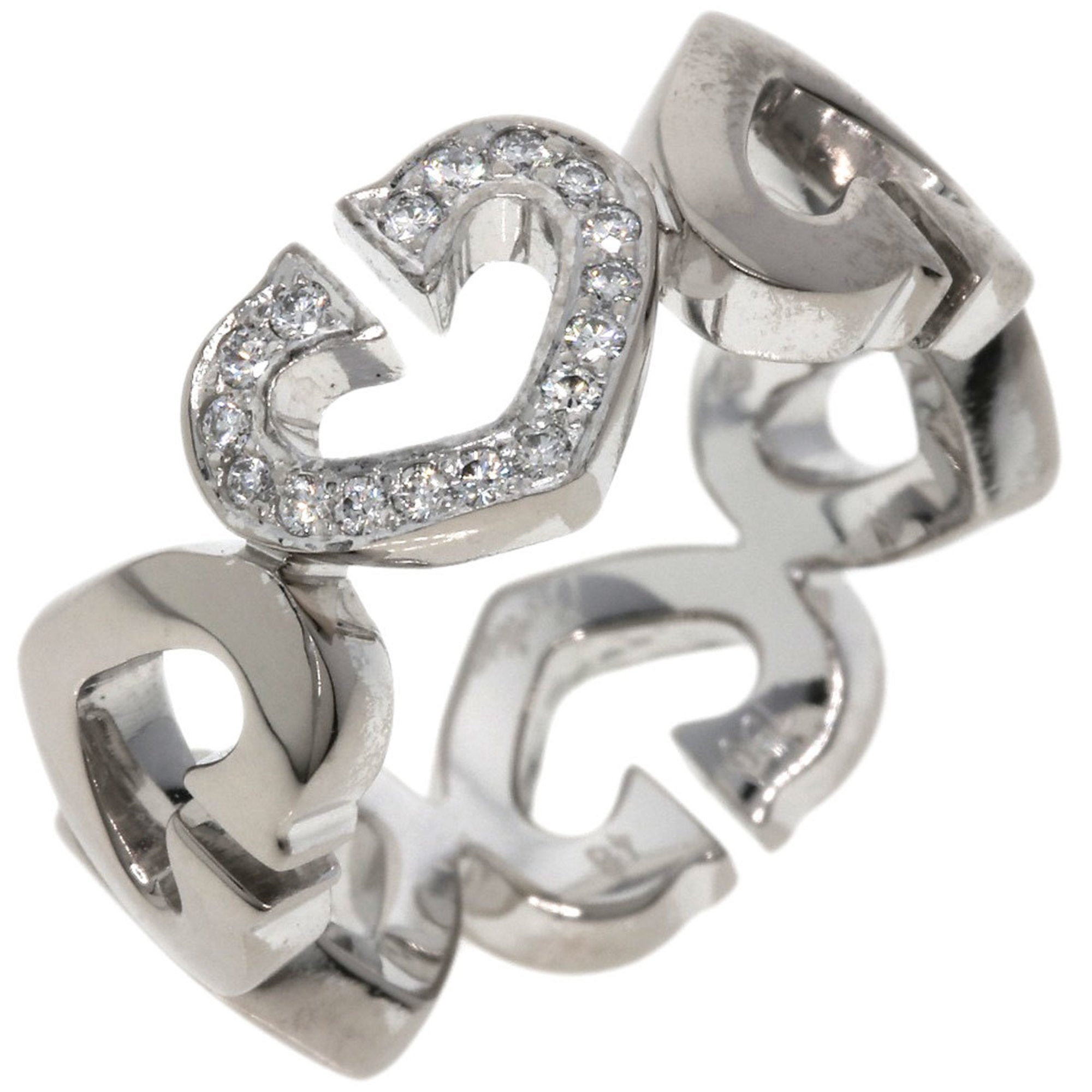 Cartier C heart Silver White Gold Ring 