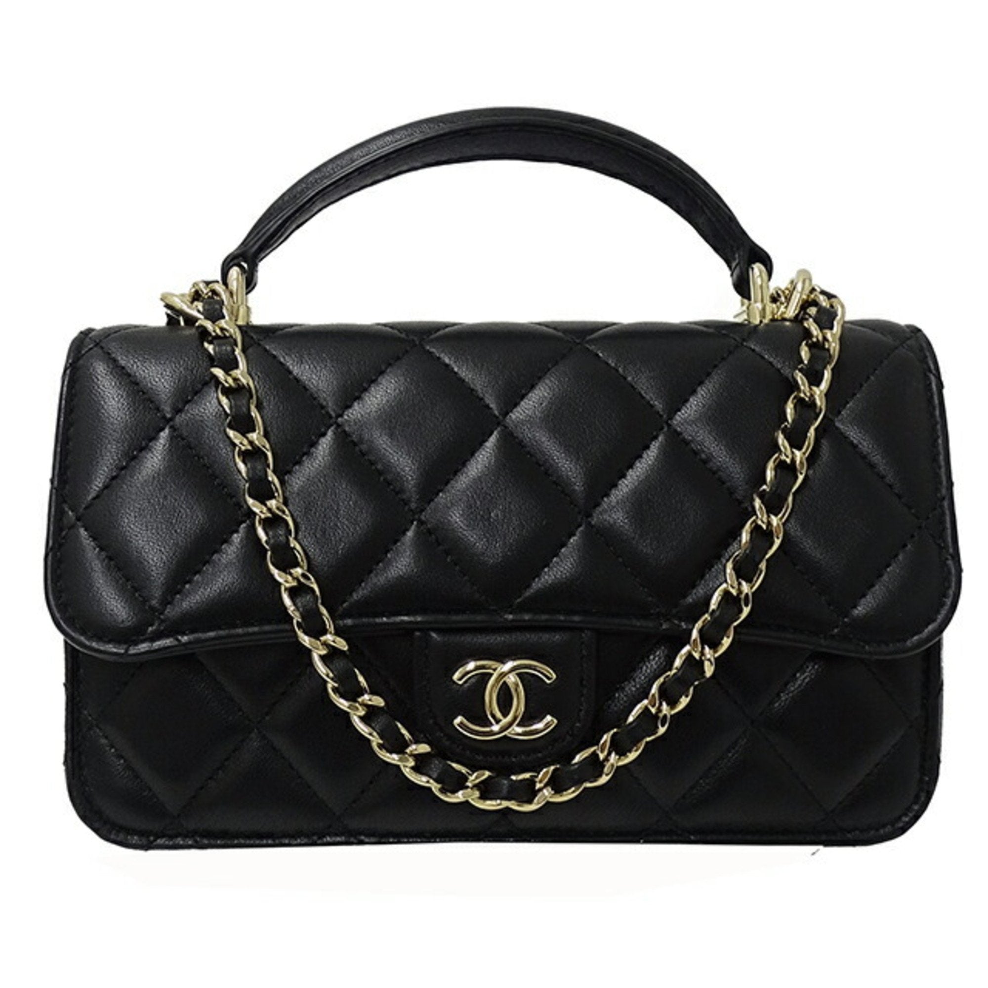 Chanel Coco Handle Black Leather Handbag 