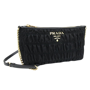 Prada Gaufre Black Leather Shoulder Bag