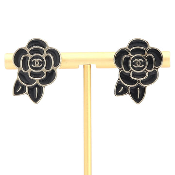 Chanel Camellia Black Metal Earring 