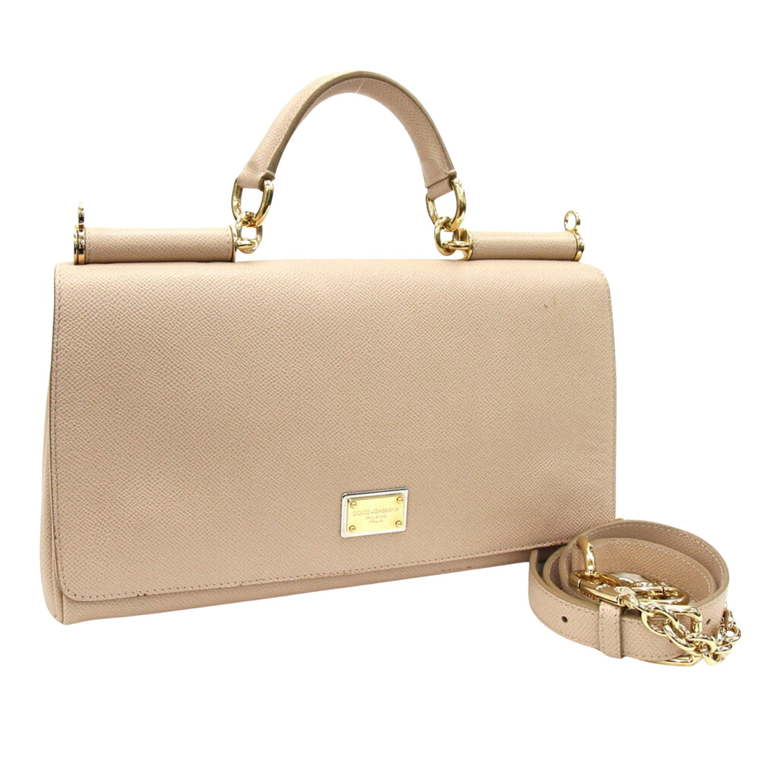 Dolce & Gabbana Sicily Beige Leather Handbag 