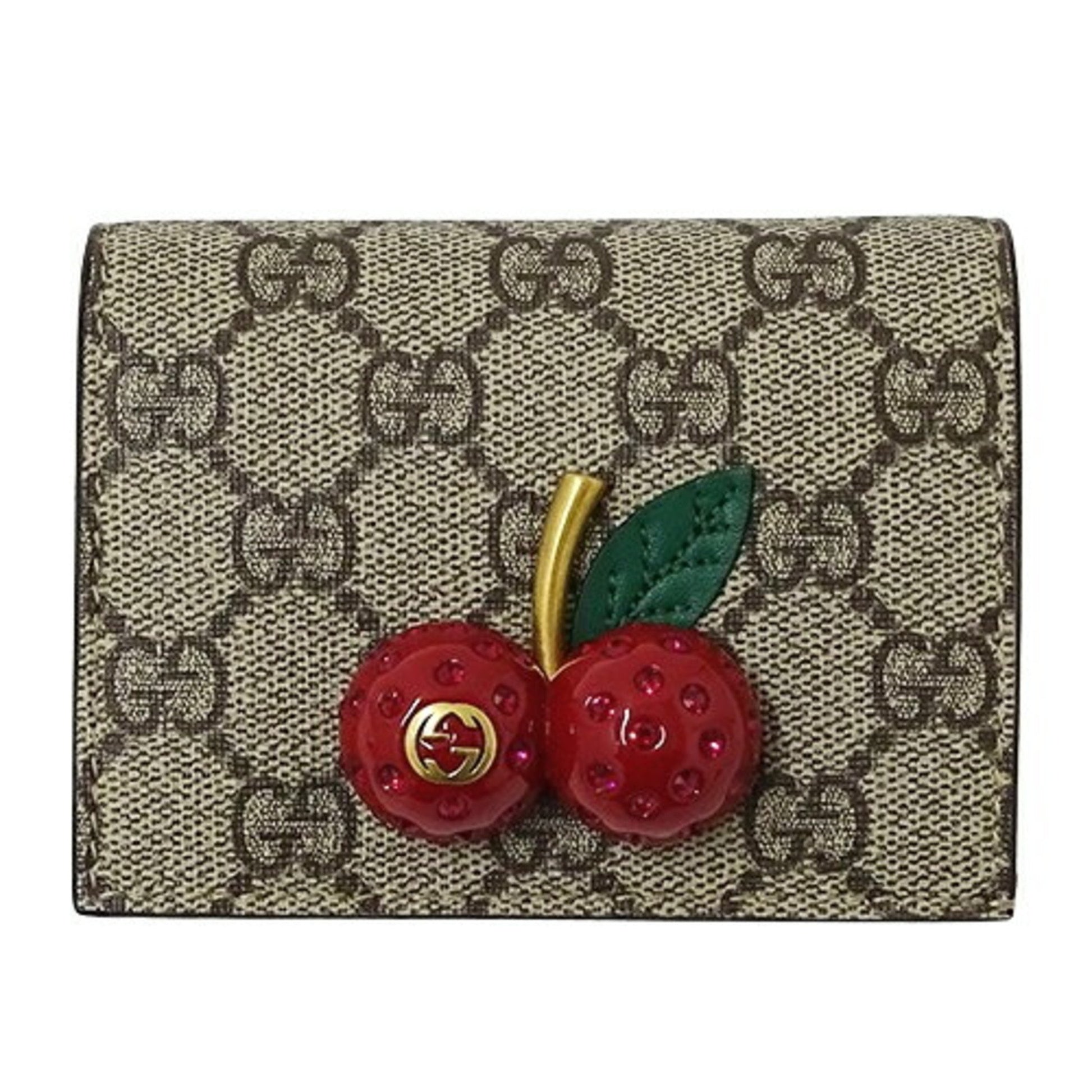 Gucci Strawberry Beige Canvas Wallet 