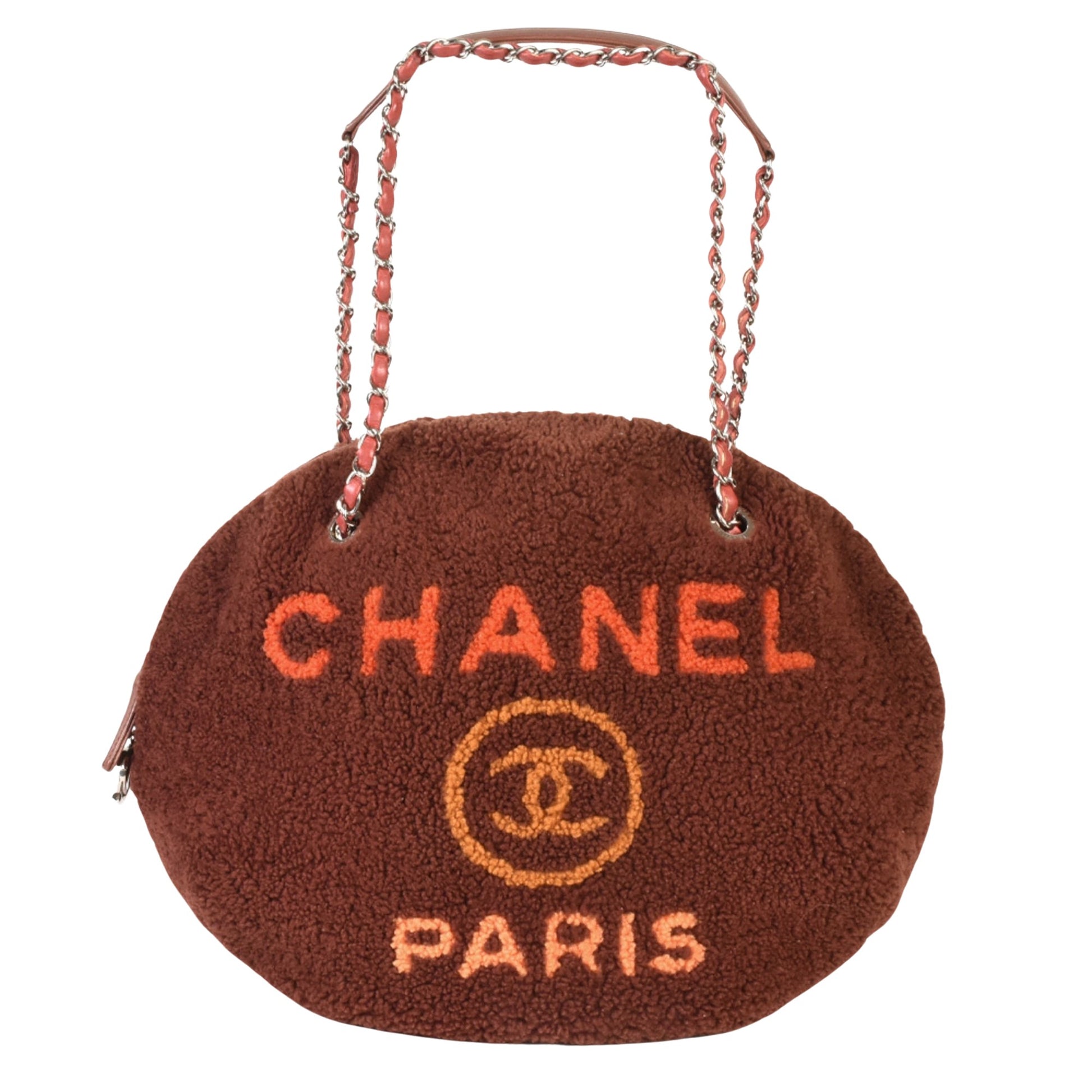 Chanel Deauville Brown Wool Shopper Bag