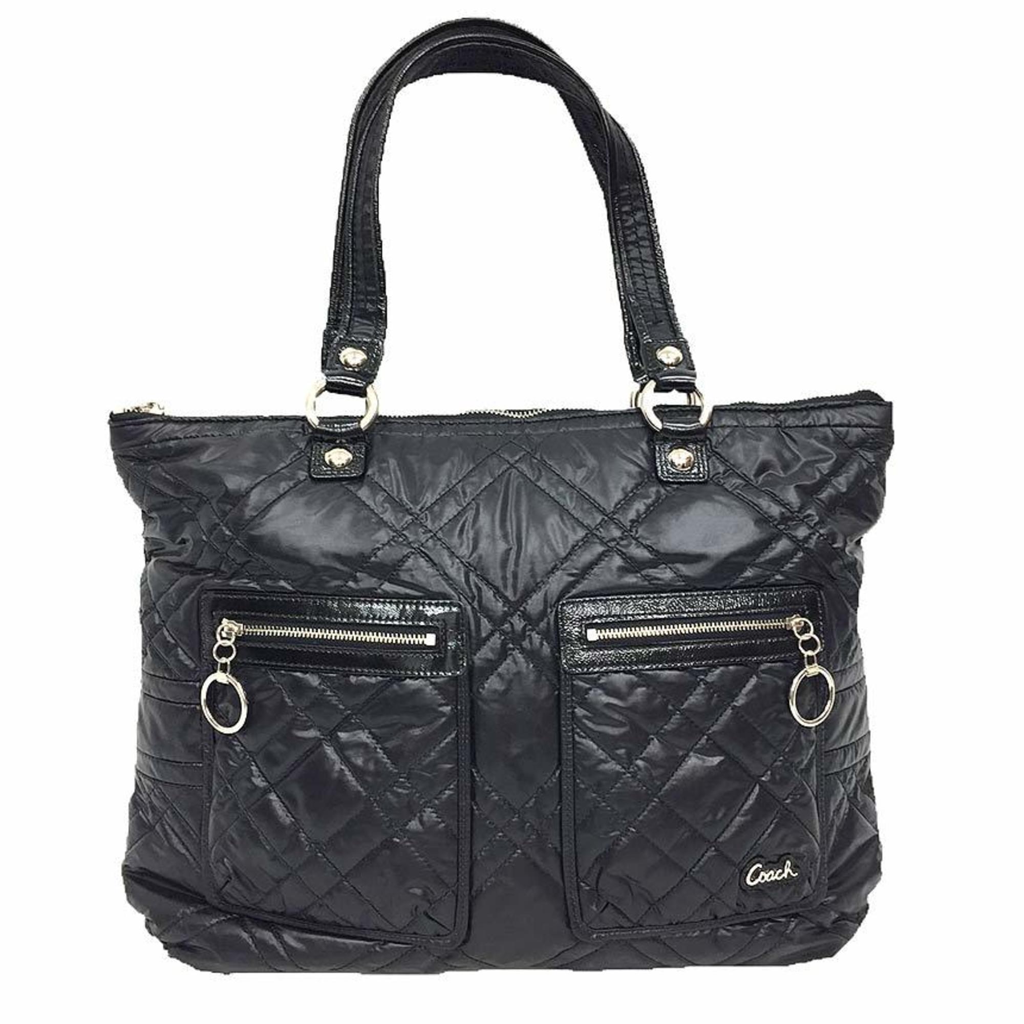 Coach Black Patent Leather Tote Bag