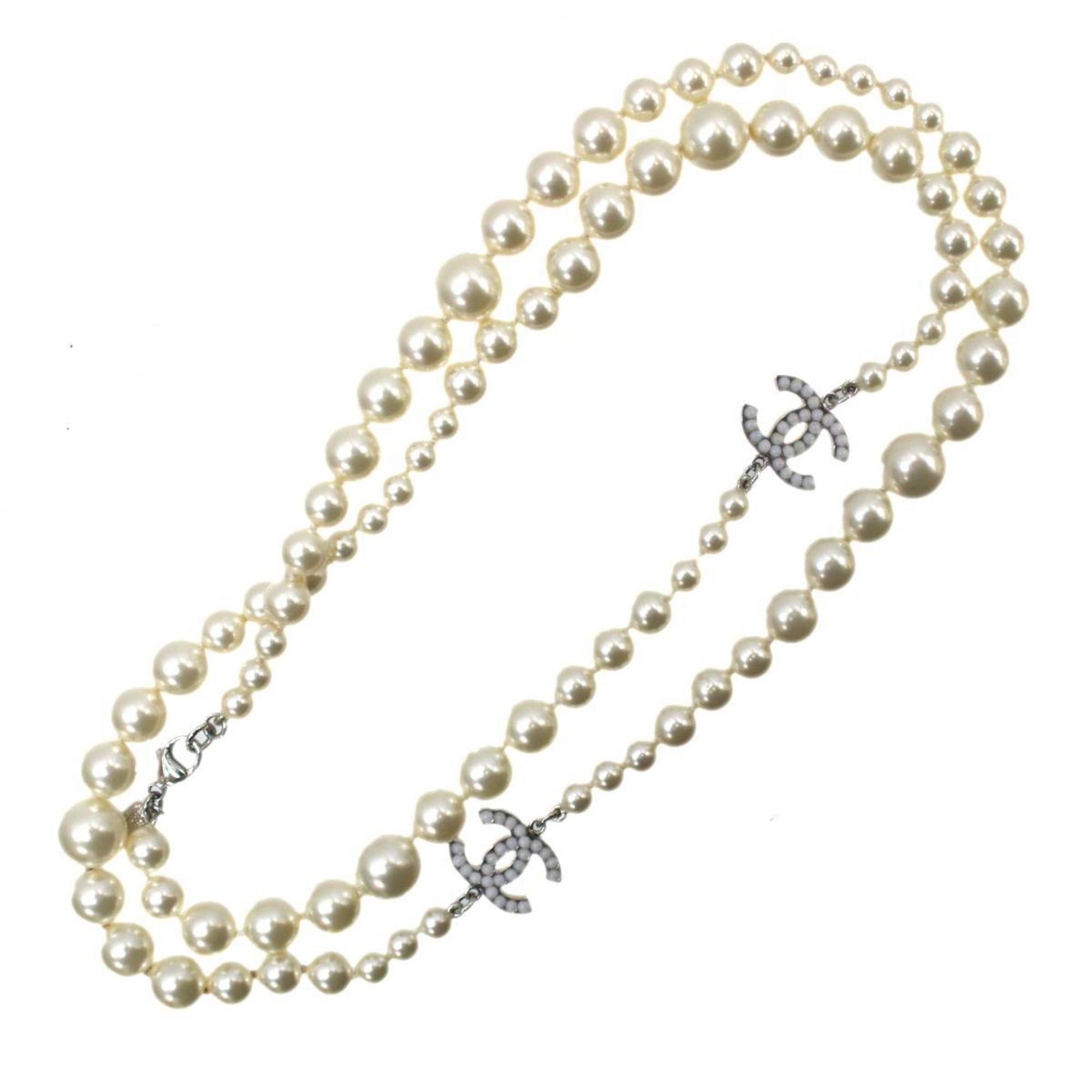 Chanel Coco Mark White Pearl Necklace 