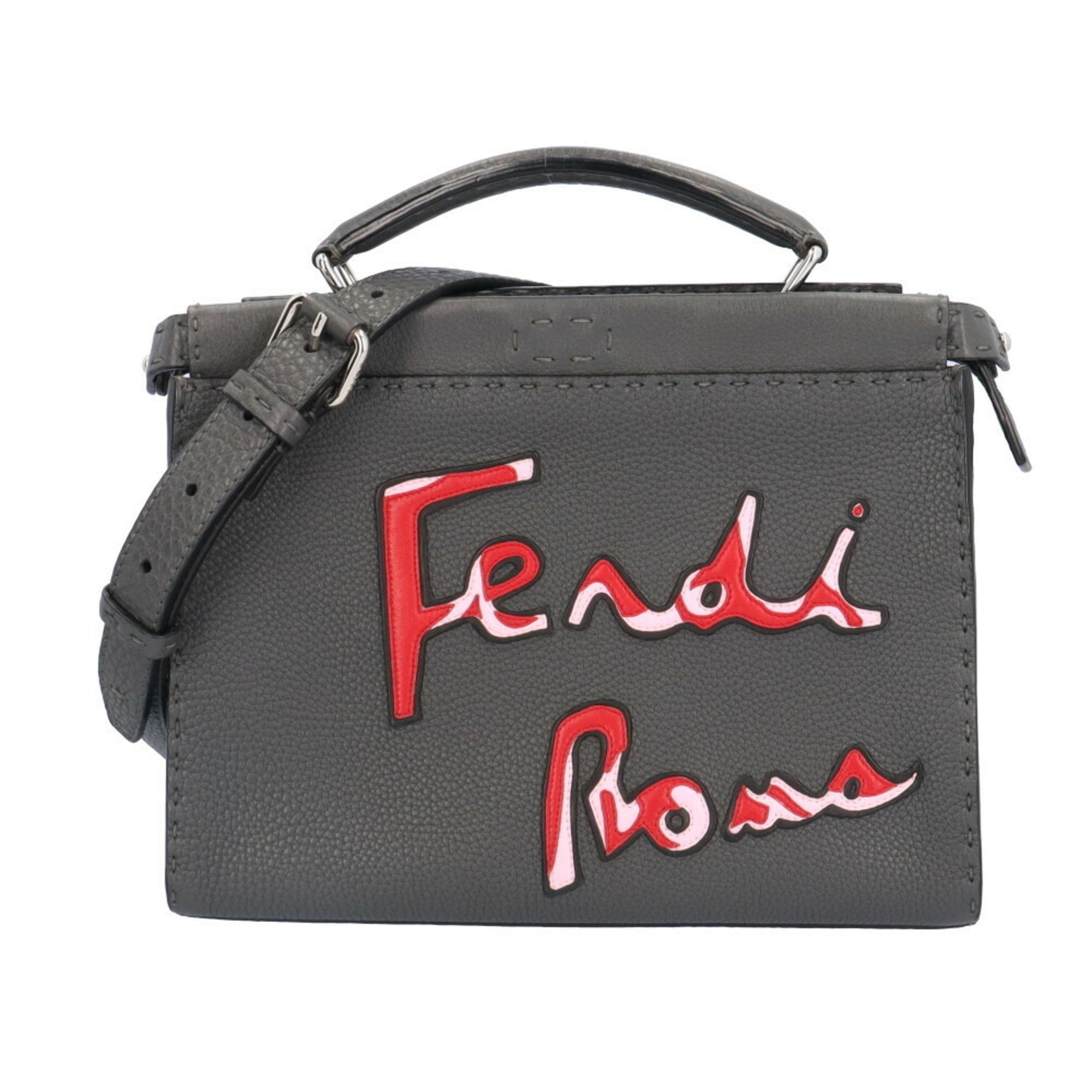 Fendi Peekaboo Grey Leather Shoulder Bag