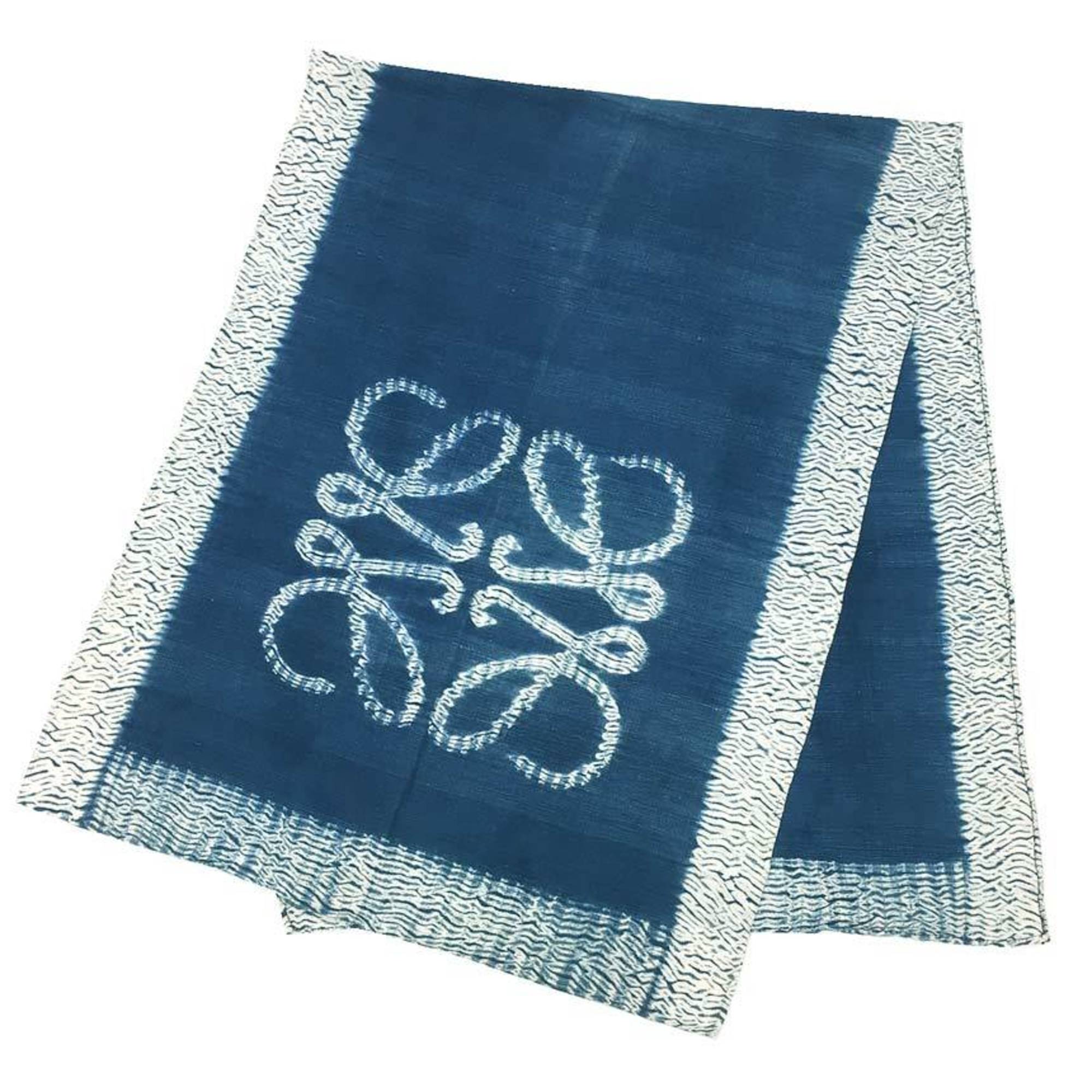 Loewe Anagram Blue Cotton Scarf 