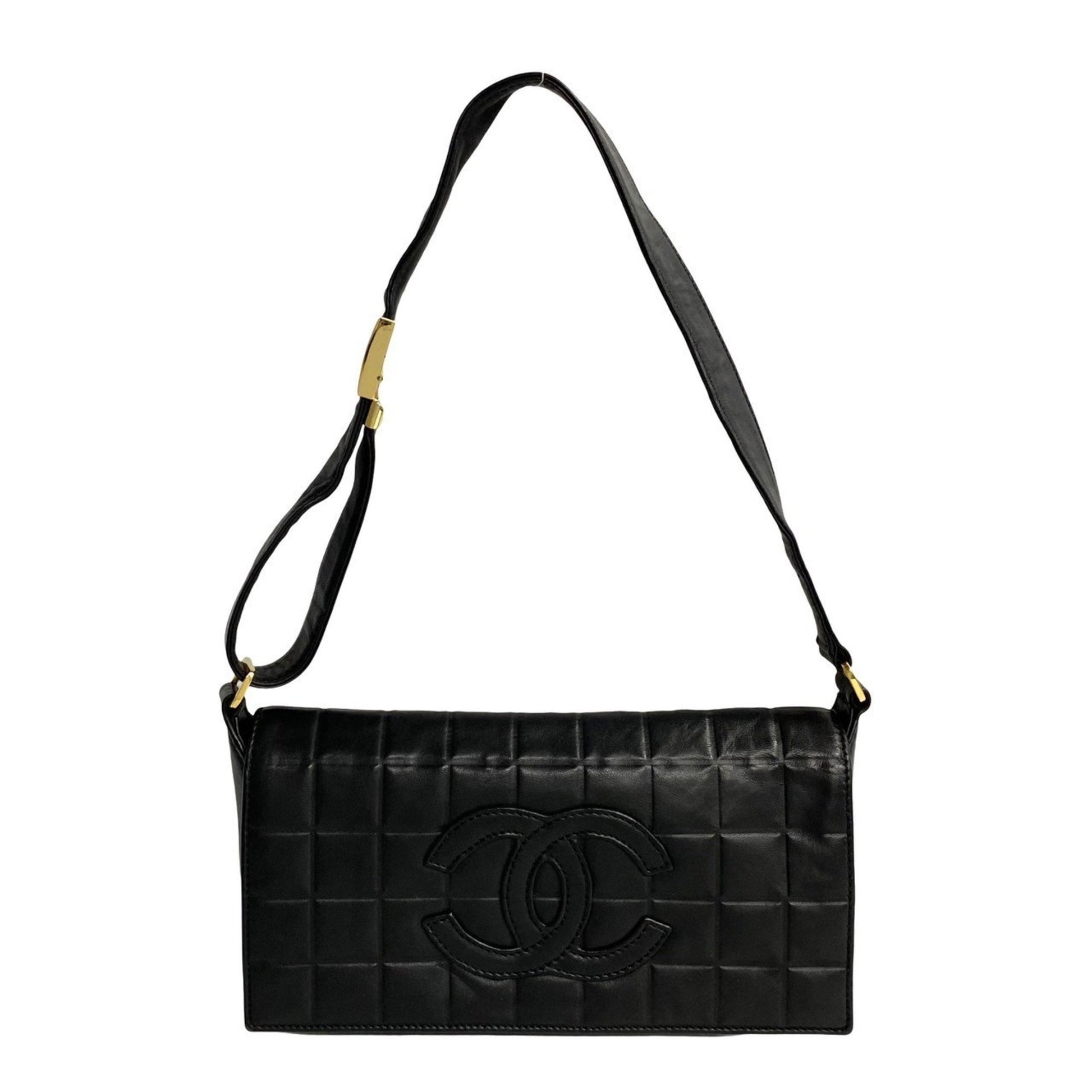 Chanel Chocolate bar Black Leather Handbag 