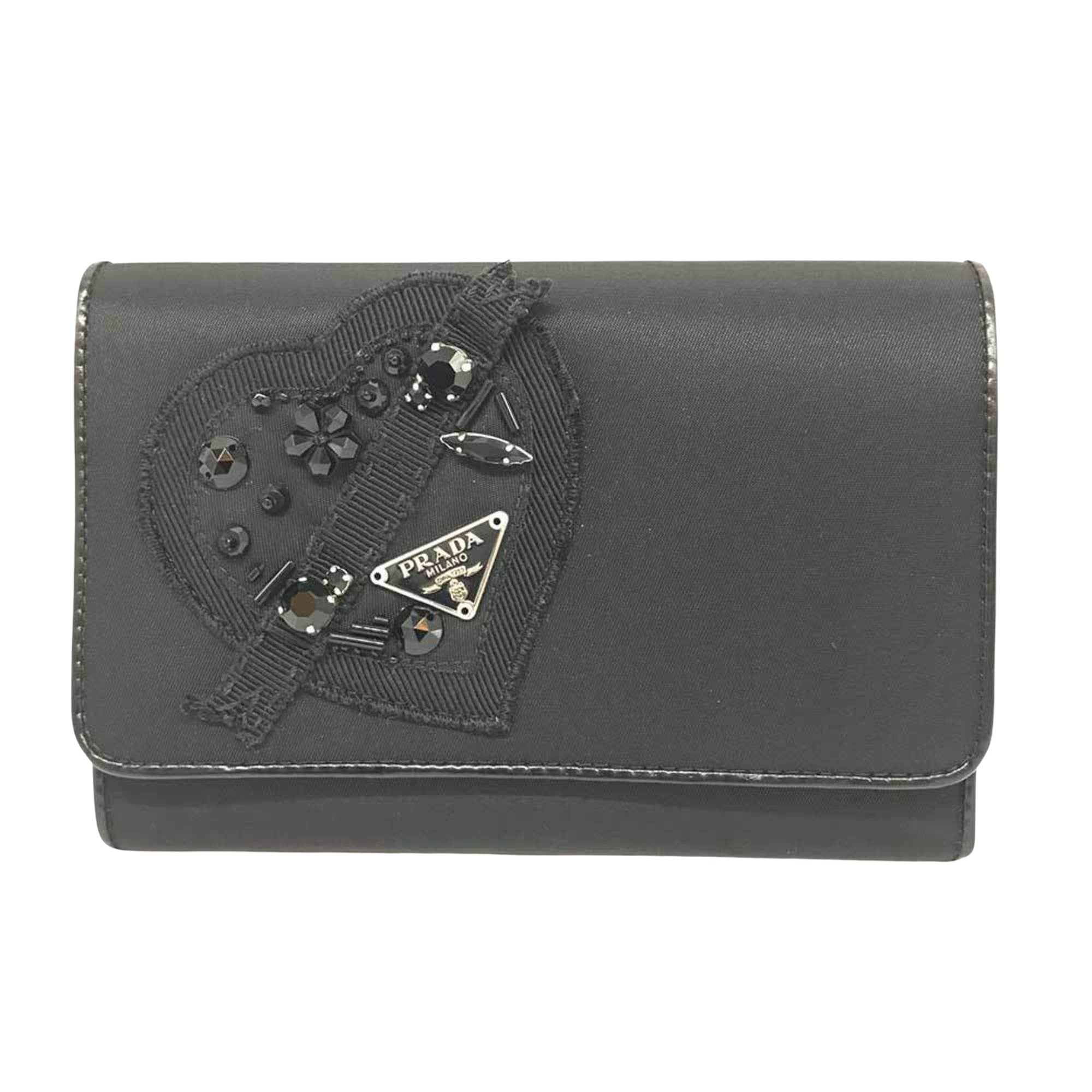 Prada Saffiano Black Canvas Wallet 